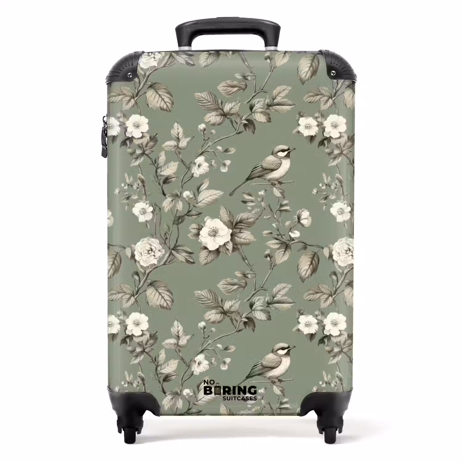 Botanisch - Vogels - Groen NBS - Handbagage koffer - Volwassenen Unisex middel -productfoto_recht