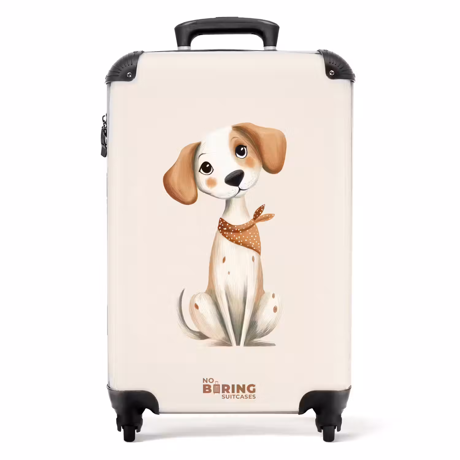 Bruin gevlekte pup op een beige achtergrond NBS - Handbagage koffer - Volwassenen Unisex middel -productfoto_recht