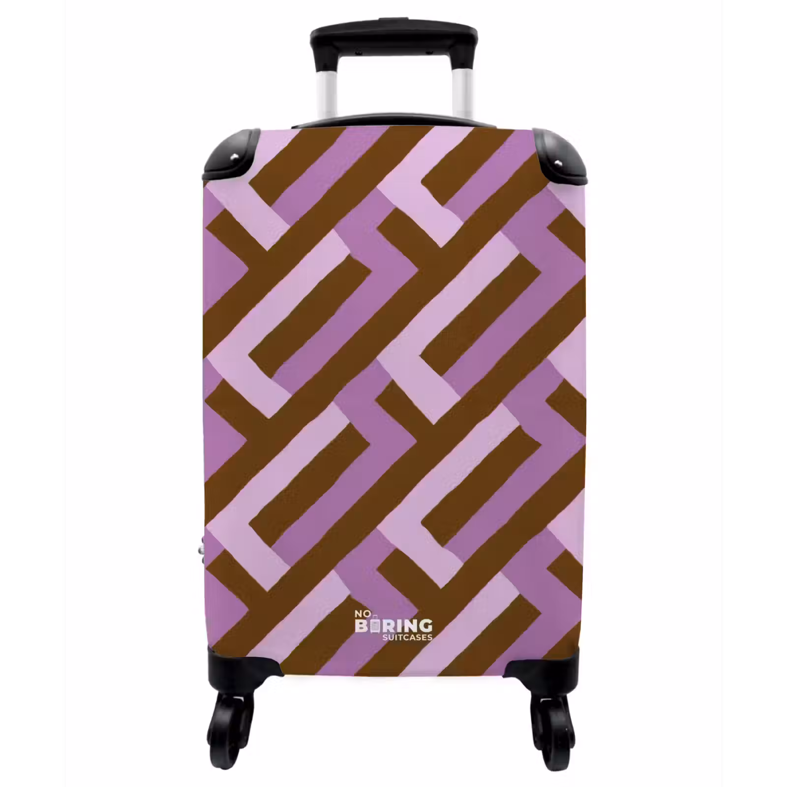 Koffer - Braun – Rosa – Geometrisch – Mäander – Muster - Bruin - Roze - Geometrisch - Meander - Patroon NBS - Handbagage koffer - Vrouwen middel