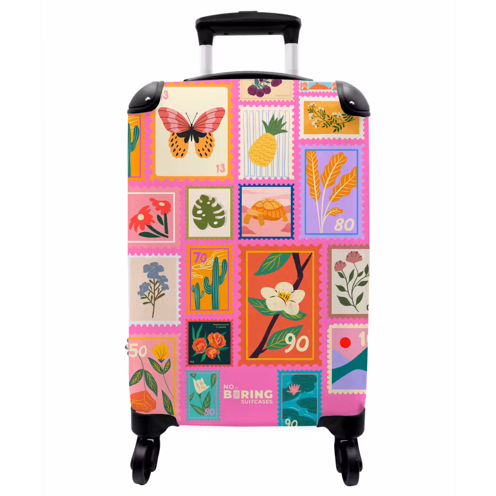 Koffer - Briefmarke – Natur – Rosa - Postzegel - Natuur - Roze NBS - Handbagage koffer - Vrouwen middel