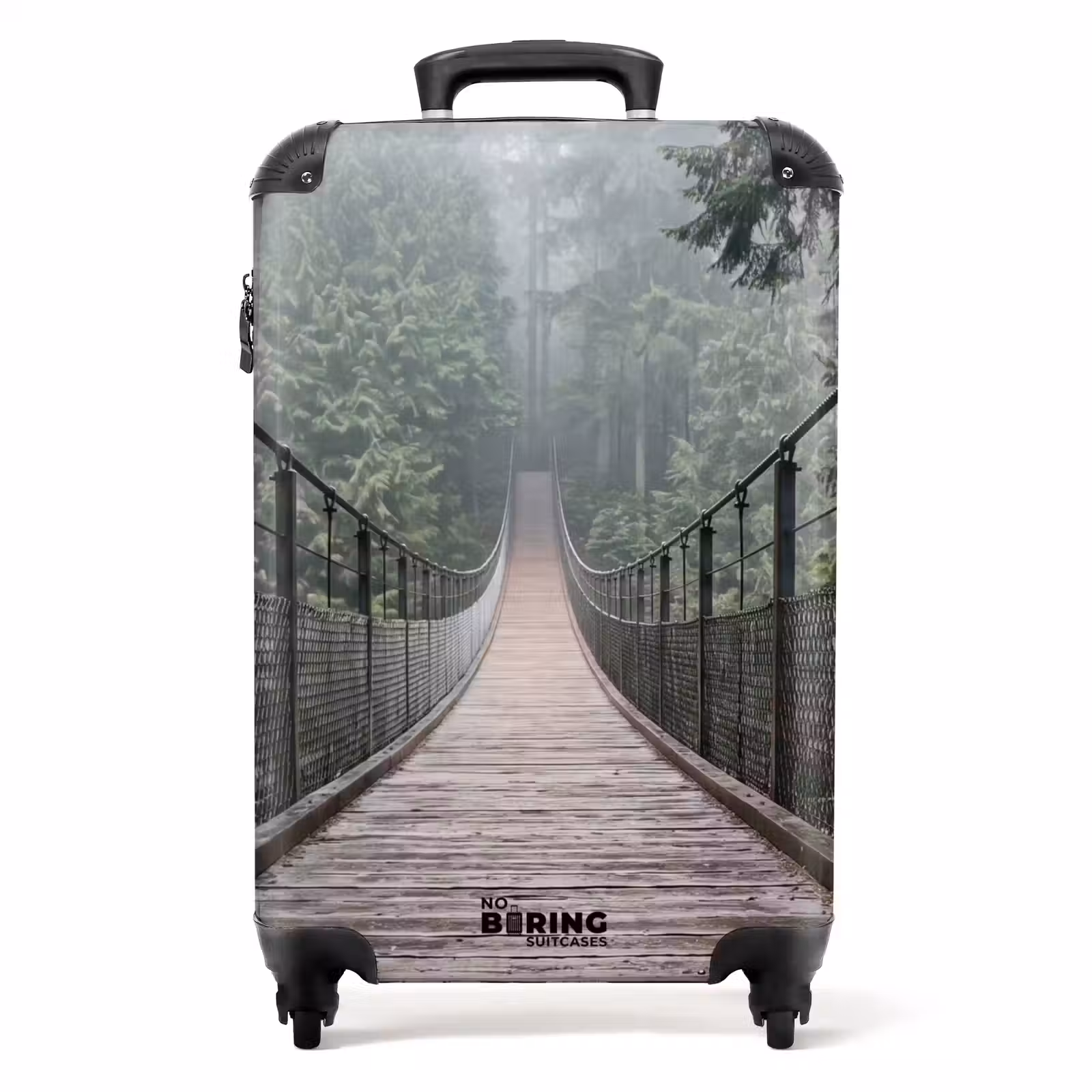 Koffer - Brücke – Wald – Nebel – Natur - Brug - Bos - Mist - Natuur NBS - Handbagage koffer - Volwassenen Unisex middel