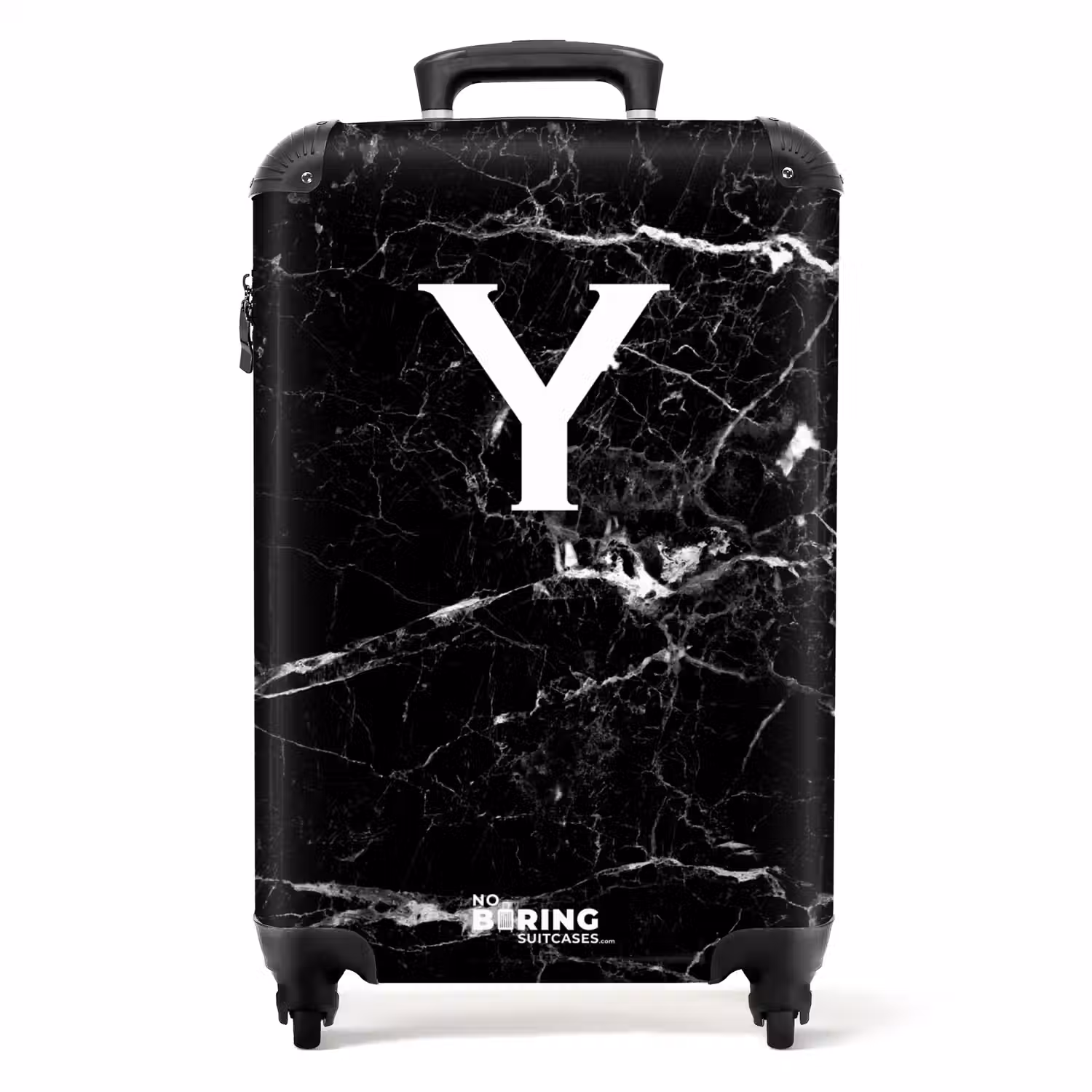 Letter Y - Marmer - Zwart - Marmerlook NBS - Handbagage koffer - Unisex middel -productfoto_recht