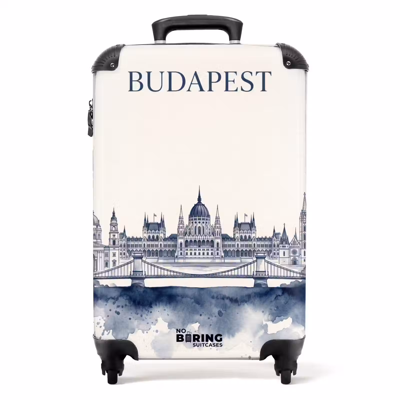 Koffer - Budapest – Skyline – Architektur – Aquarell – Blau - Boedapest - Skyline - Architectuur - Aquarel - Blauw NBS - Handbagage koffer - Volwassenen Unisex middel
