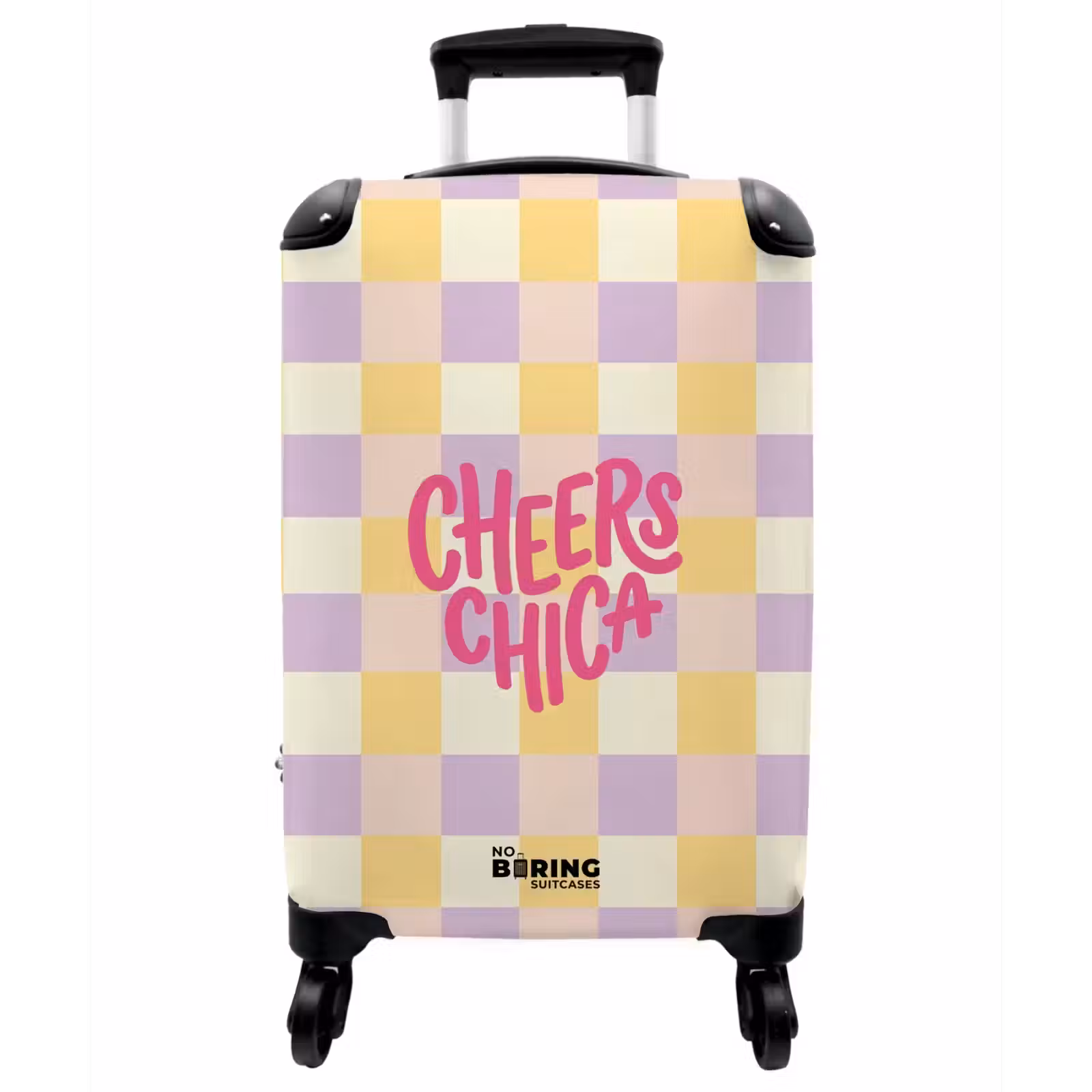 Koffer - Cheers Chica – Karomuster – Lila – Gelb - Cheers Chica - Ruitjes - Lila - Geel NBS - Handbagage koffer - Vrouwen middel