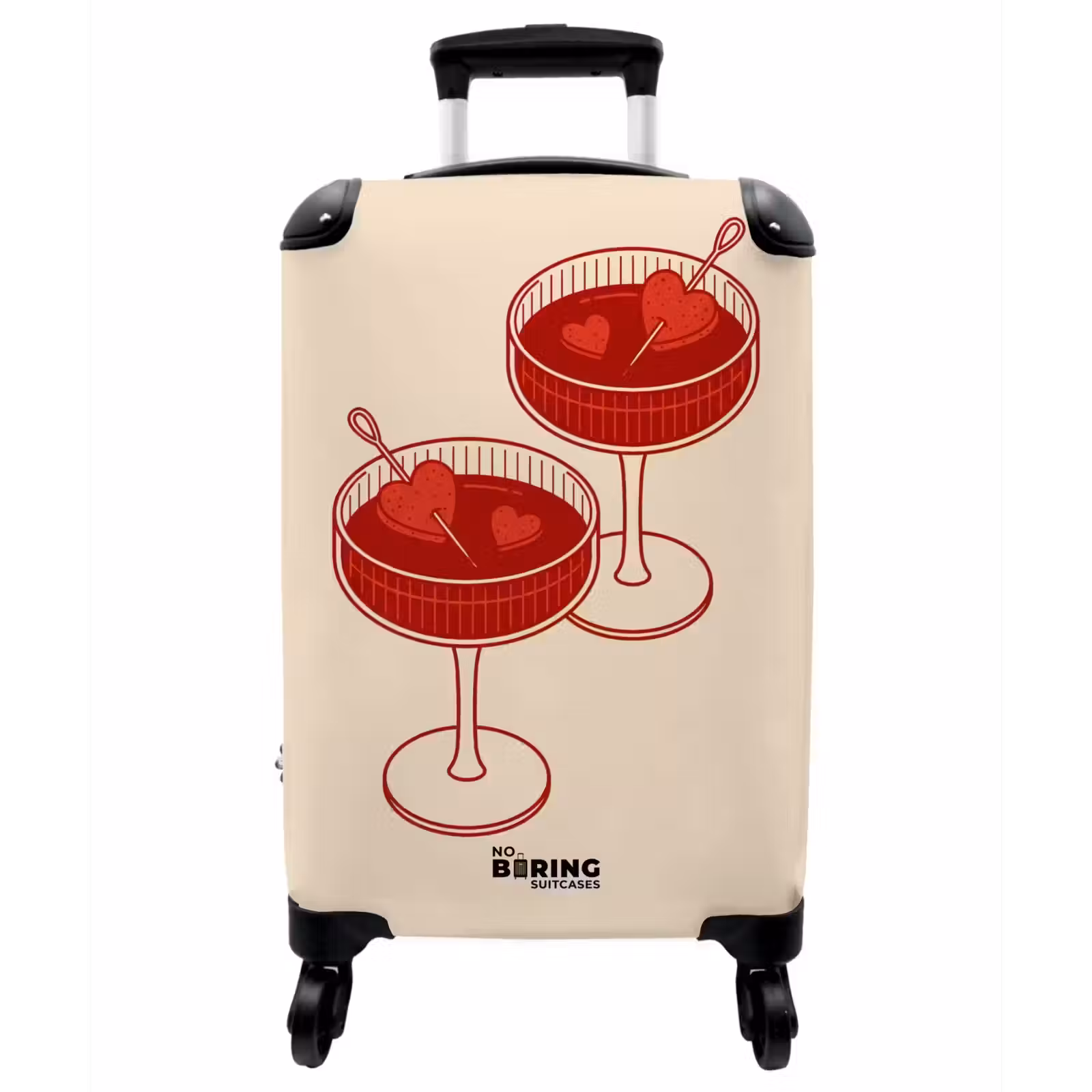 Koffer - Cocktail – Herzchen – Liebe – Illustration – Rot - Cocktail - Hartjes - Liefde - Illustratie - Rood NBS - Handbagage koffer - Vrouwen middel