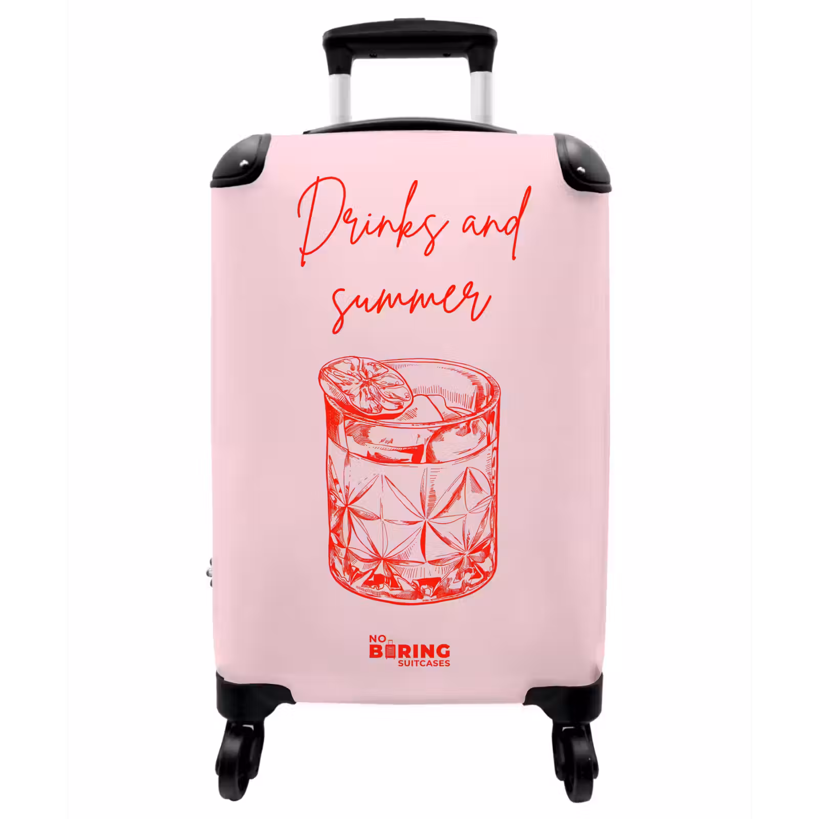 Koffer - Cocktailglas – Rosa – Rot - Cocktailglas - Roze - Rood NBS - Handbagage koffer - Vrouwen middel