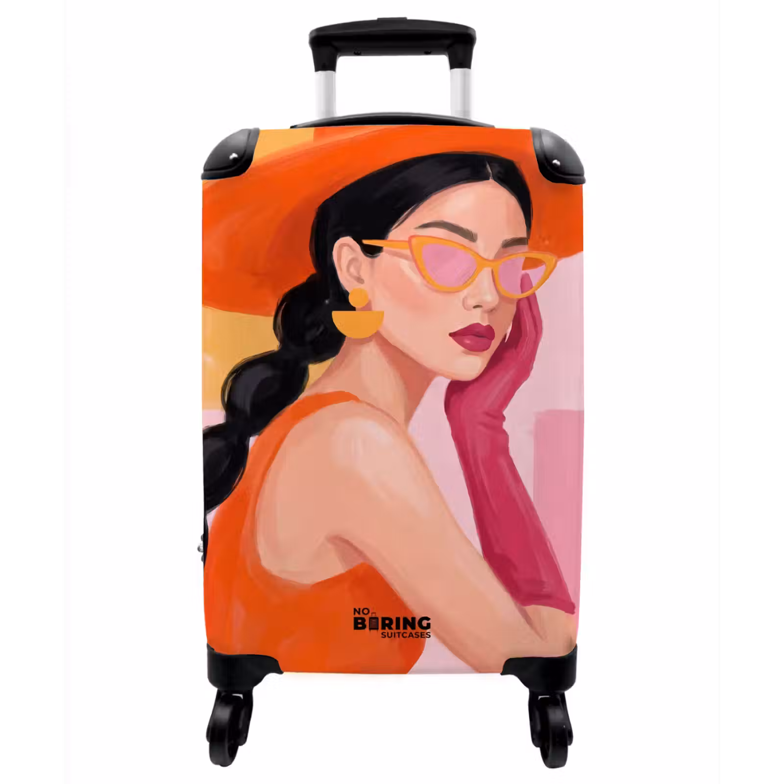 Koffer - Damen – Hut – Mode – Modern – Orange - Vrouw - Hoed - Mode - Modern - Oranje NBS - Handbagage koffer - Vrouwen middel