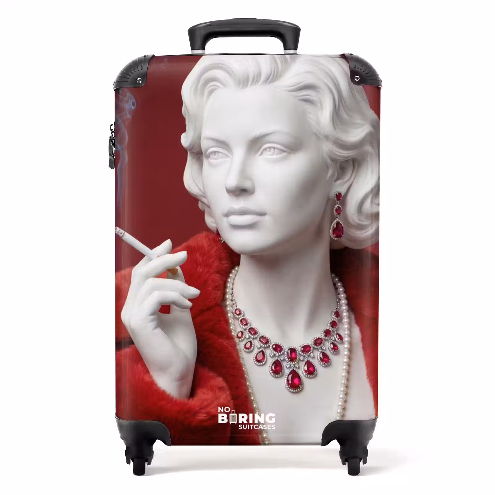 Koffer - Damen – Pelzmantel – Mode – Klassisch – Rot - Vrouw - Bontjas - Mode - Klassiek - Rood NBS - Handbagage koffer - Volwassenen Unisex middel