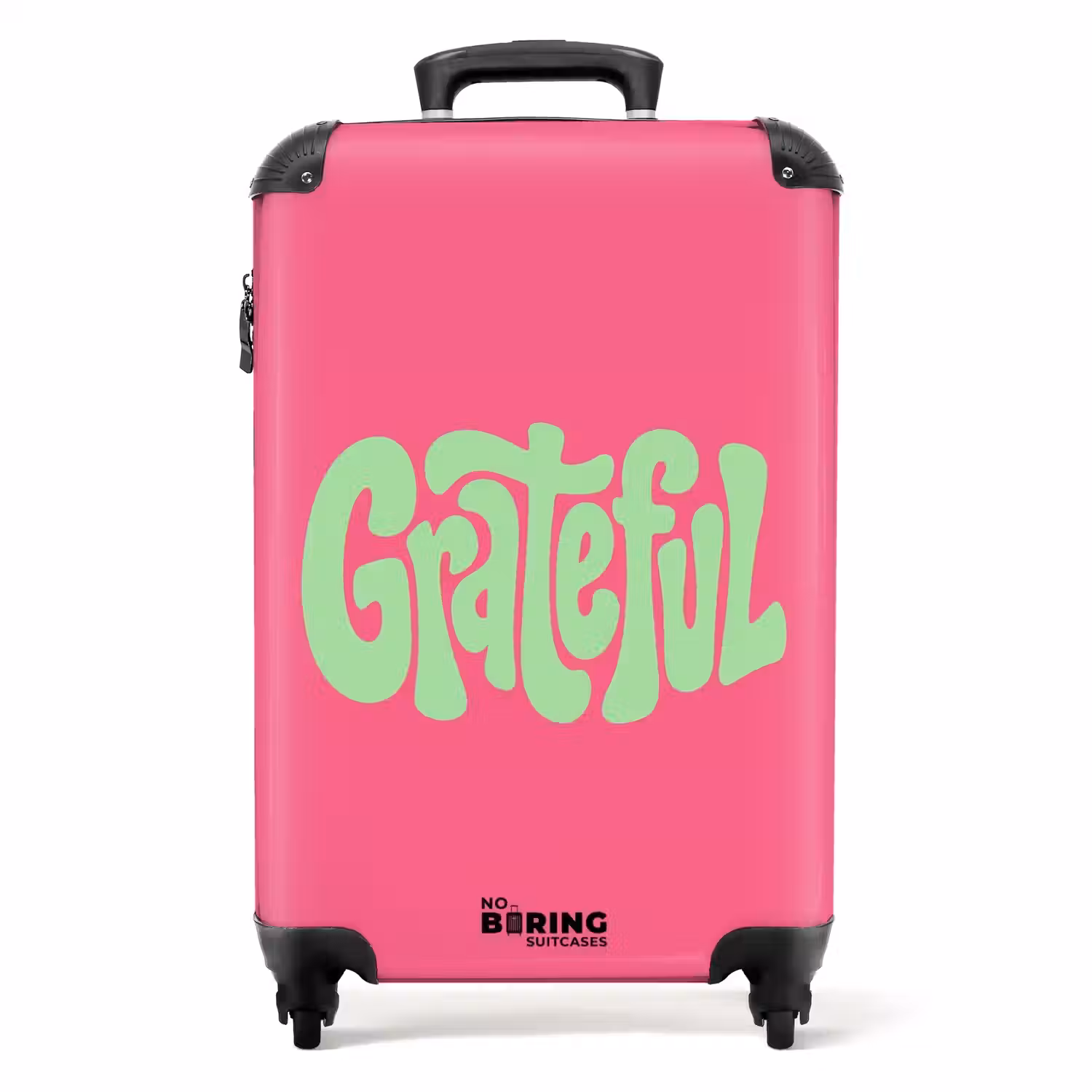 Grateful - Groen - Grafisch - Vloeiend NBS - Handbagage koffer - Volwassenen Unisex middel -productfoto_recht