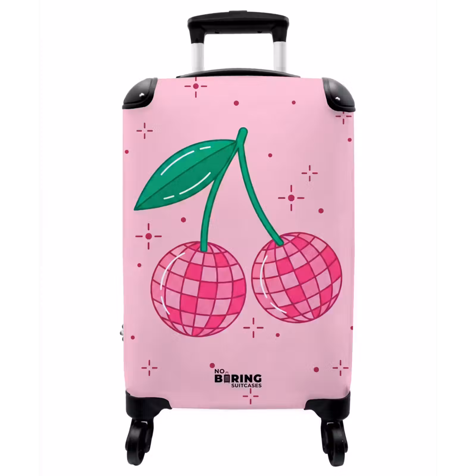 Koffer - Dekoration – Discokugel – Party – Rosa - Decoratie - Disco-bal - Feest - Roze NBS - Handbagage koffer - Vrouwen middel