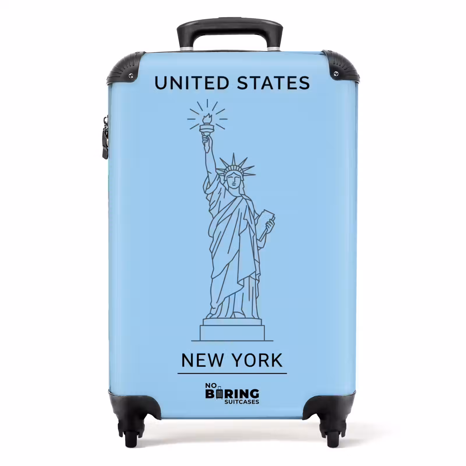 Koffer - Denkmal – Freiheitsstatue – New York – Minimalistisch – Blau - Monument - Vrijheidsbeeld - New York - Minimalistisch - Blauw NBS - Handbagage koffer - Volwassenen Unisex middel