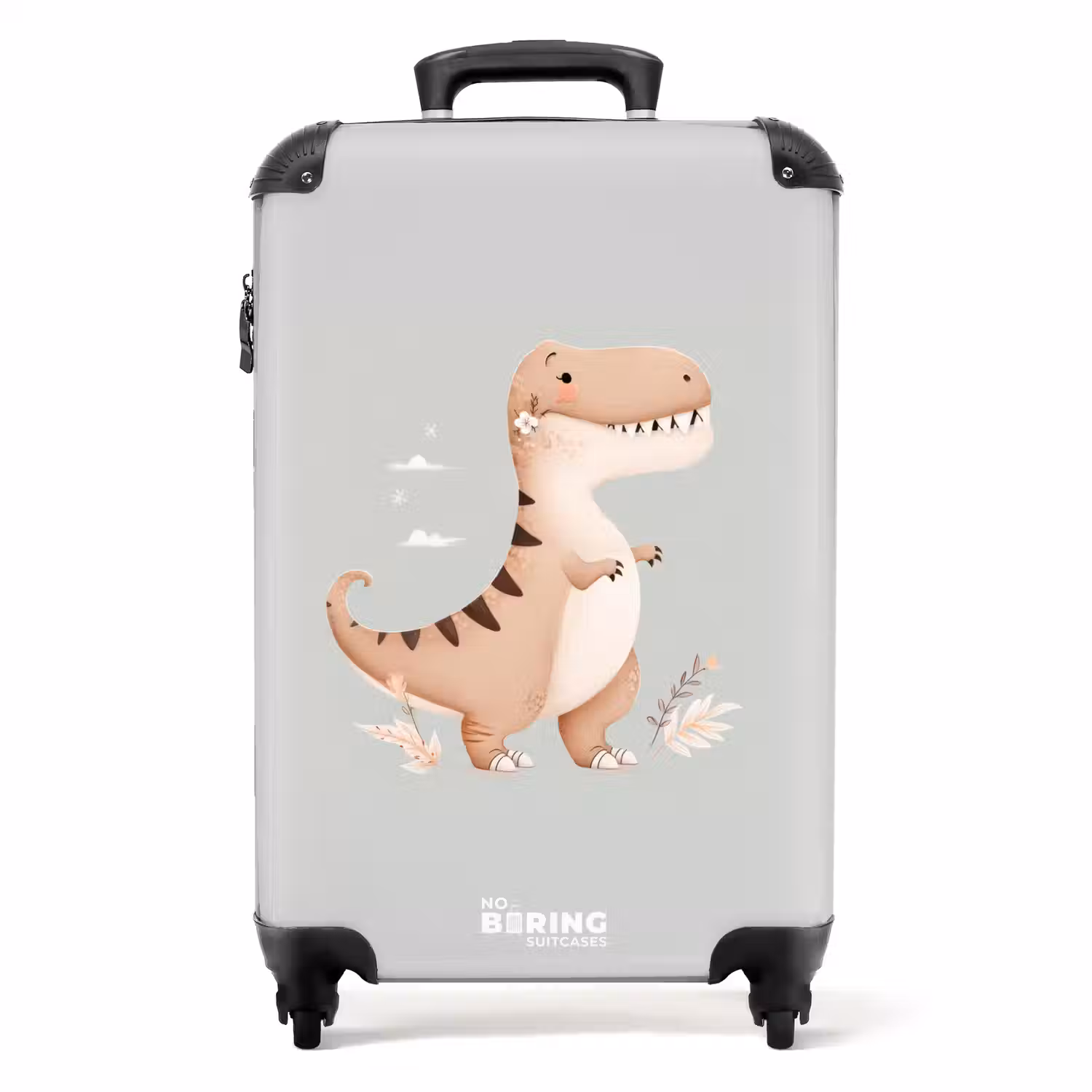 Dino in beige en grijze kleuren NBS - Handbagage koffer - Volwassenen Unisex middel -productfoto_recht