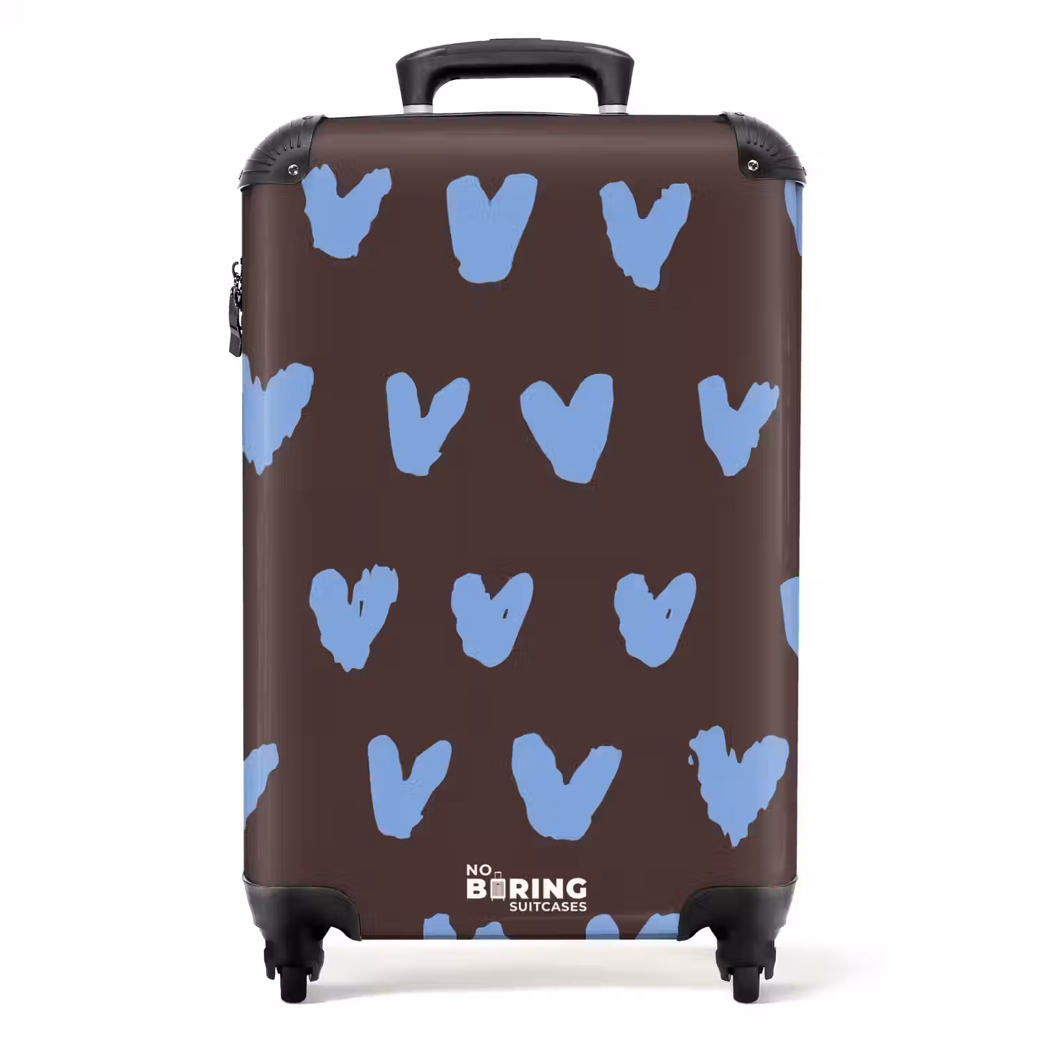 Donkerbruine achtergrond met hartachtige vormen NBS - Handbagage koffer - Kinderen Unisex middel -productfoto_recht