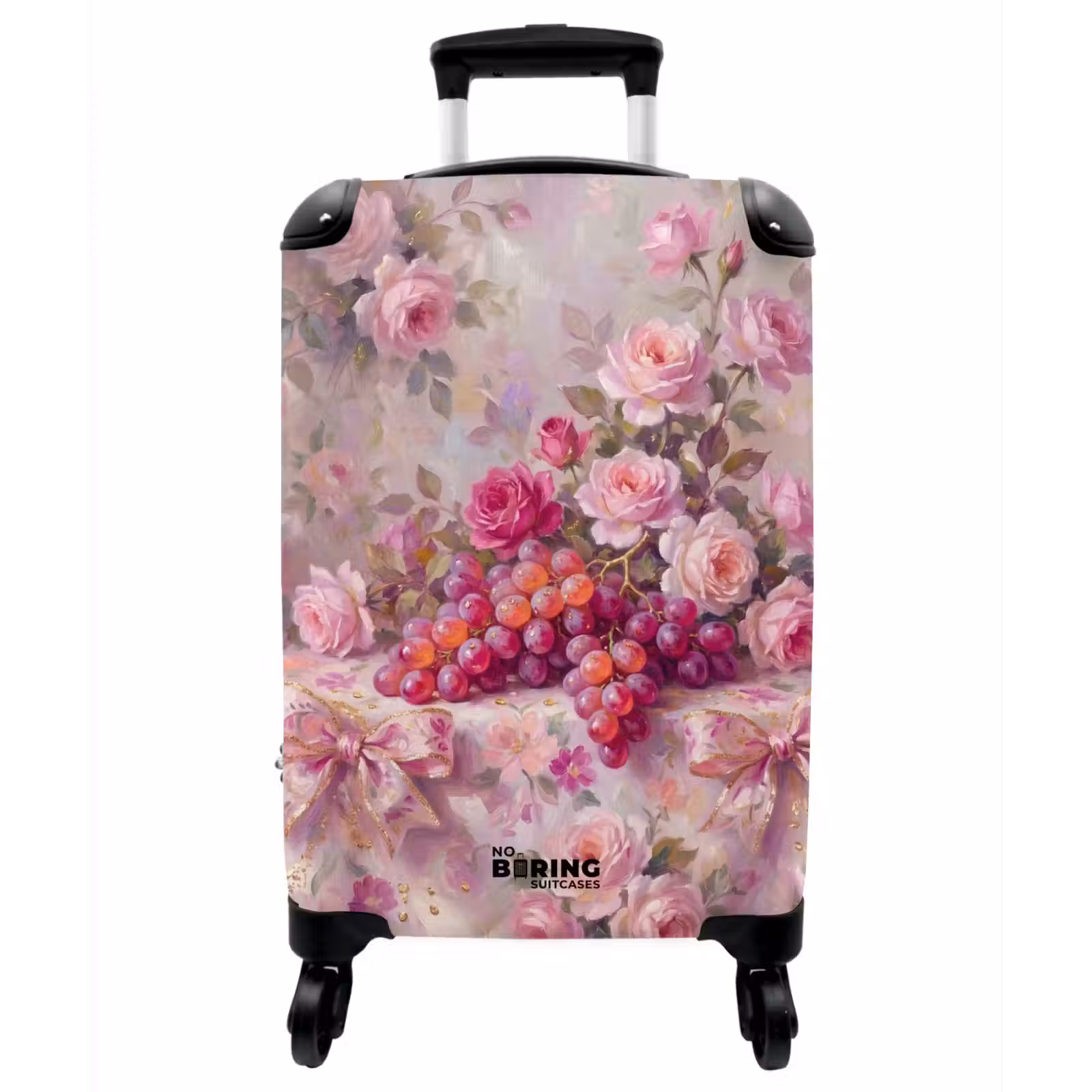 Koffer - Essen – Blumen – Stillleben – Rosa – Gold - Eten - Bloemen - Stilleven - Roze - Goud NBS - Handbagage koffer - Vrouwen middel