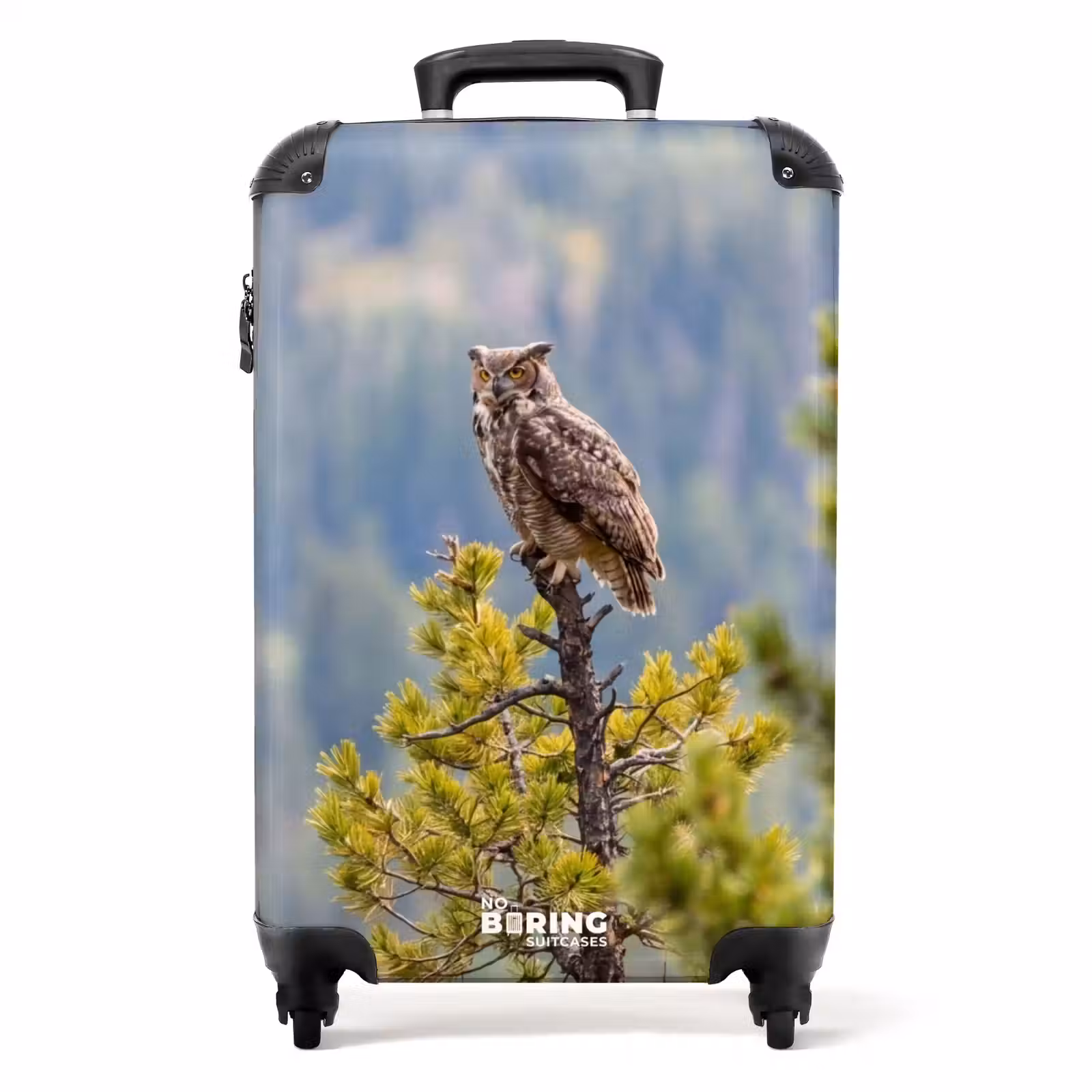 Koffer - Eule – Uhu – Bäume – Natur - Uil - Oehoe - Bomen - Natuur NBS - Handbagage koffer - Volwassenen Unisex middel