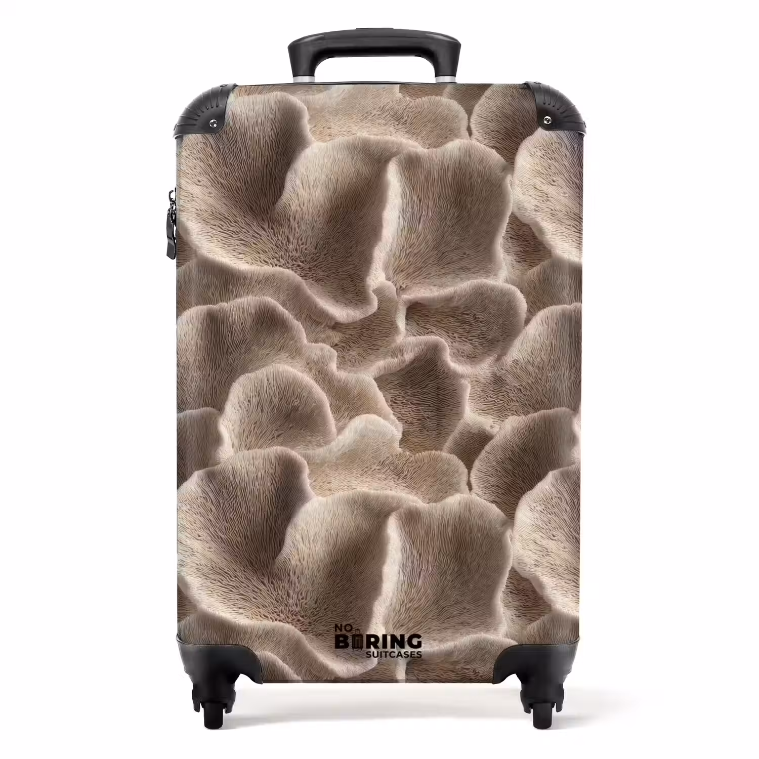 Waaiervorm - Beige - Vezel textuur NBS - Handbagage koffer - Volwassenen Unisex middel -productfoto_recht