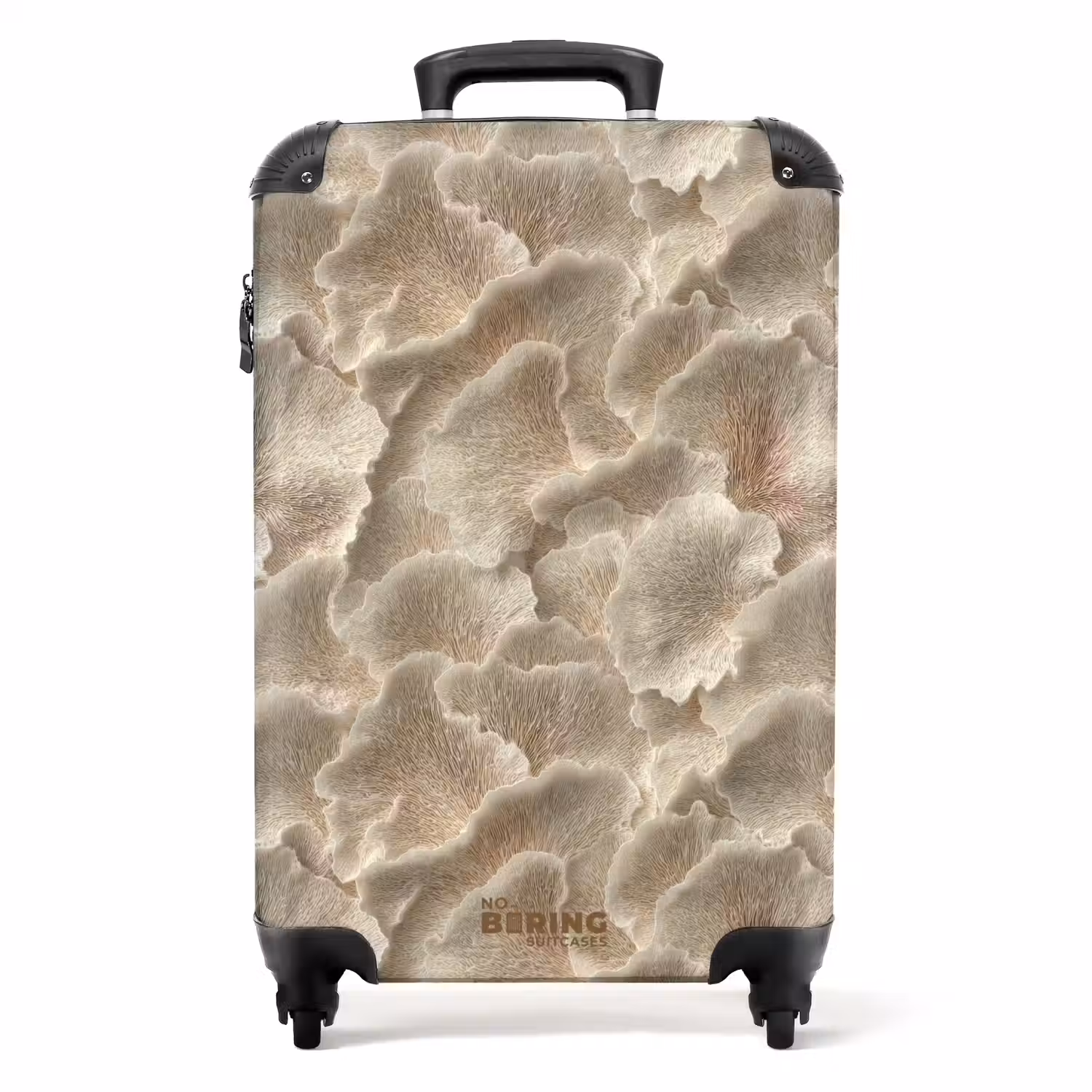 Waaierstructuren - Beige - Vezeltextuur NBS - Handbagage koffer - Volwassenen Unisex middel -productfoto_recht