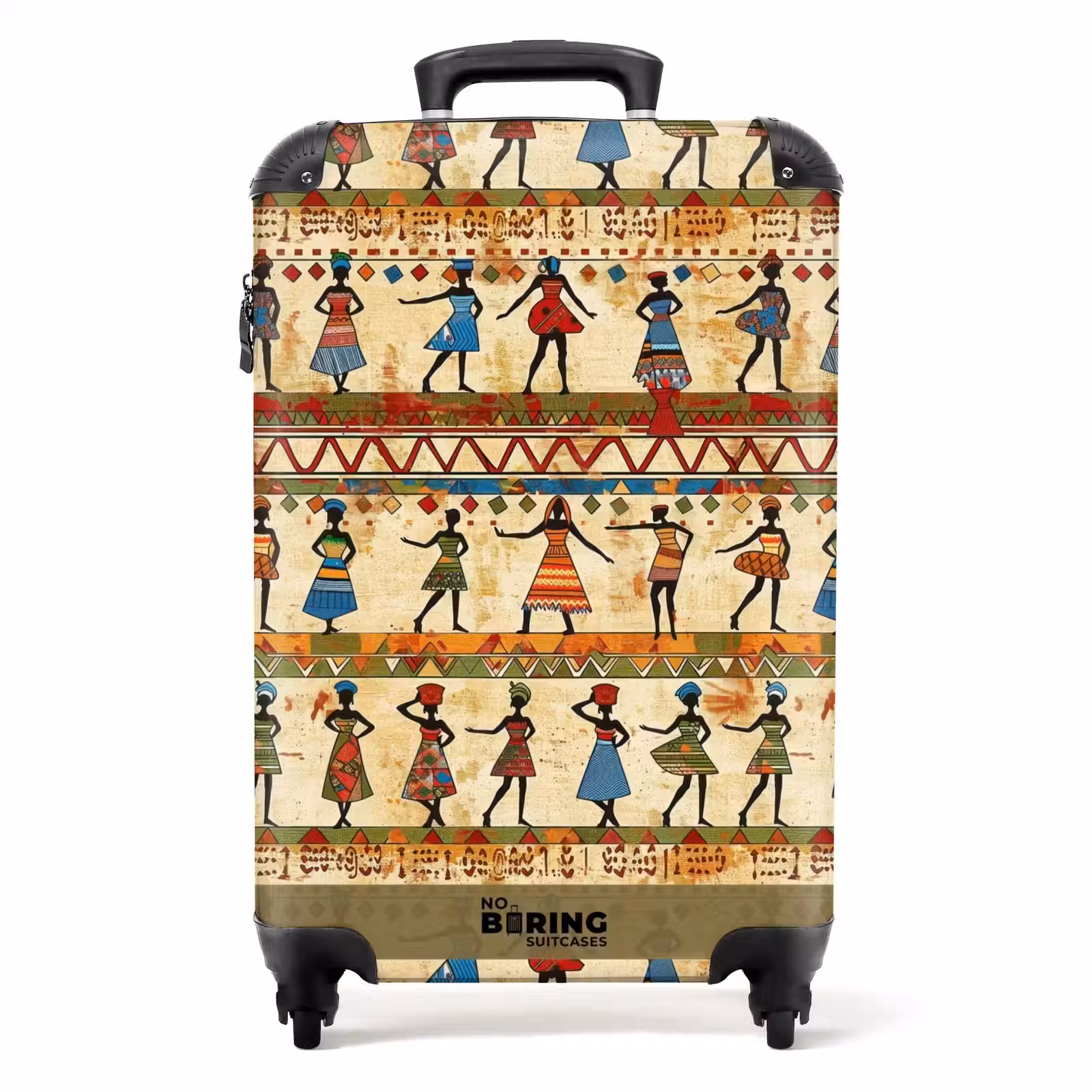 Koffer - Farbenfroh – Afrikanisch – Ethnisch – Tanzende Frauen – Muster - Kleurrijk - Afrikaans - Etnisch - Dansende Vrouwen - Patroon NBS - Handbagage koffer - Volwassenen Unisex middel