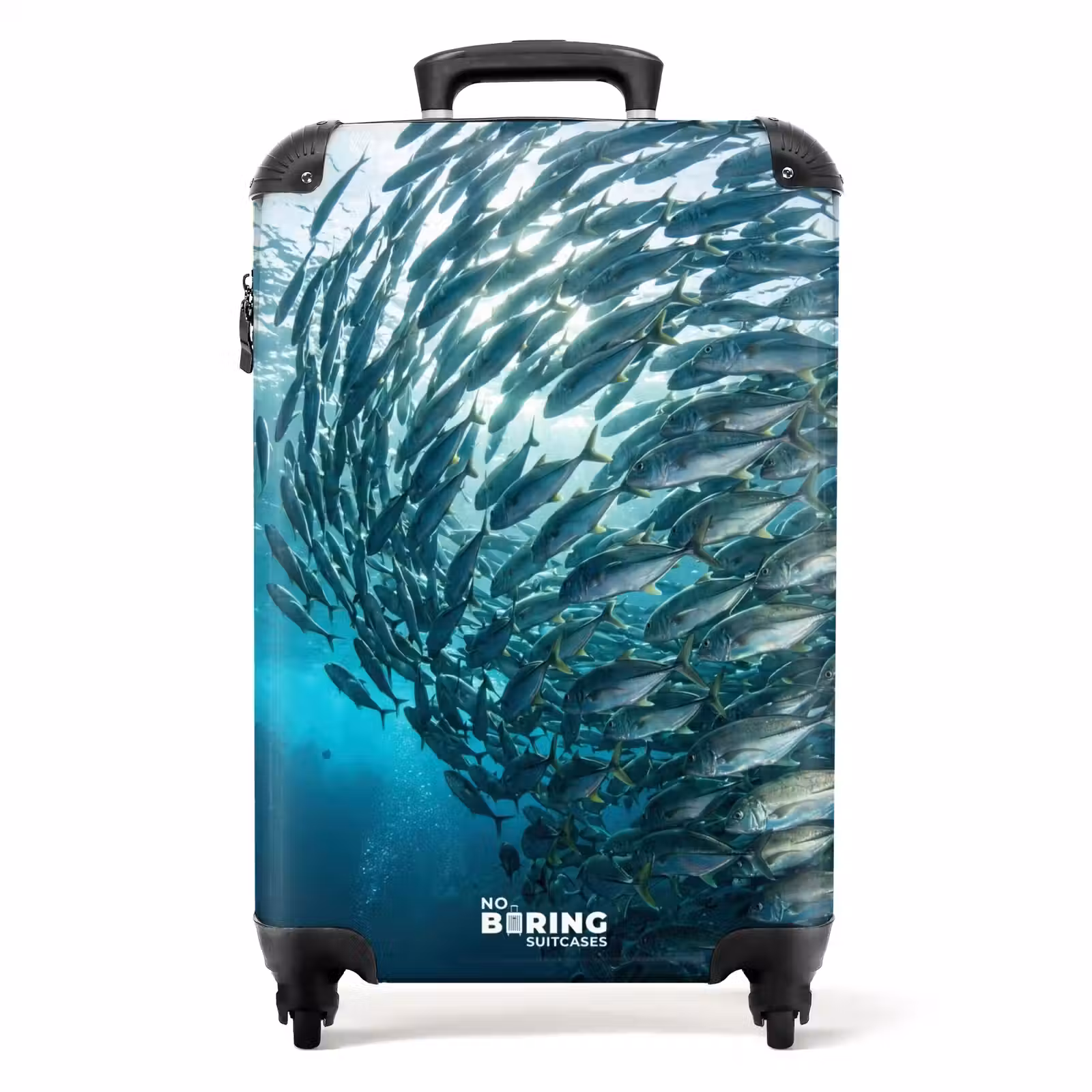 Koffer - Fisch – Fischschwarm – Ozean – Natur – Blau - Vis - School - Oceaan - Natuur - Blauw NBS - Handbagage koffer - Volwassenen Unisex middel