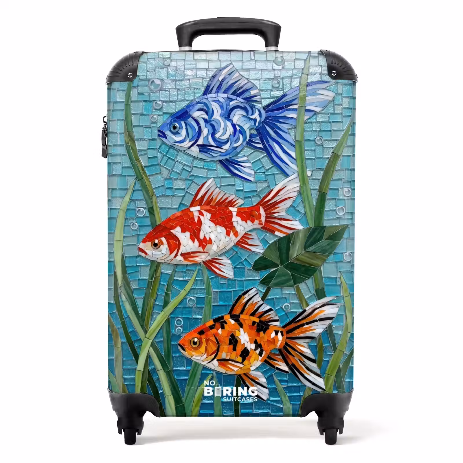 Koffer - Fisch – Mosaik – Unterwasser – Bunt – Tiere - Vis - Mozaïek - Onderwater - Kleurrijk - Dieren NBS - Handbagage koffer - Volwassenen Unisex middel