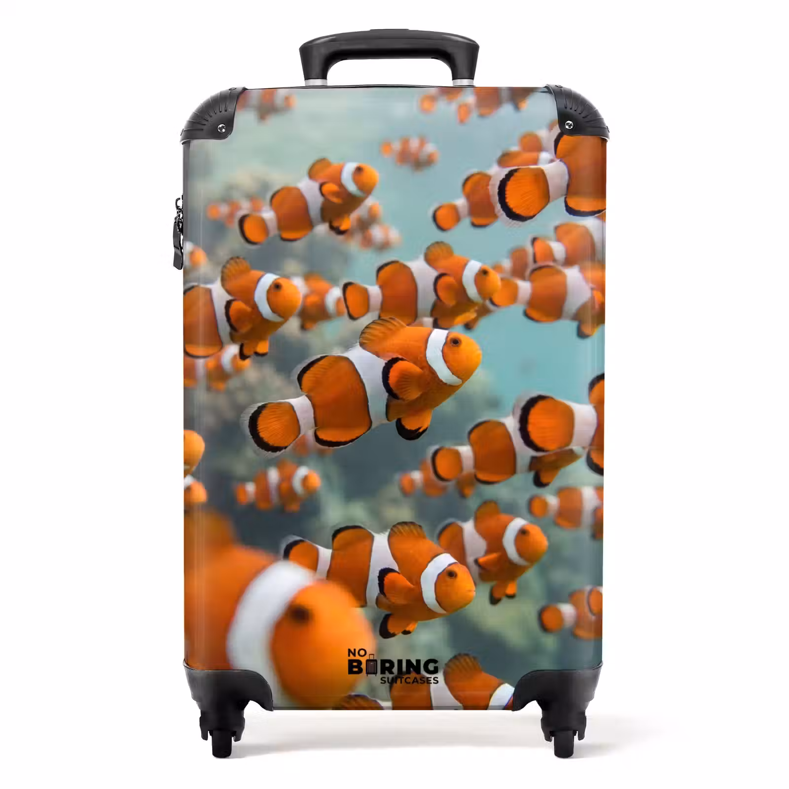 Koffer - Fisch – Schwarm – Unterwasser – Tiere – Orange - Vis - School - Onderwater - Dieren - Oranje NBS - Handbagage koffer - Volwassenen Unisex middel