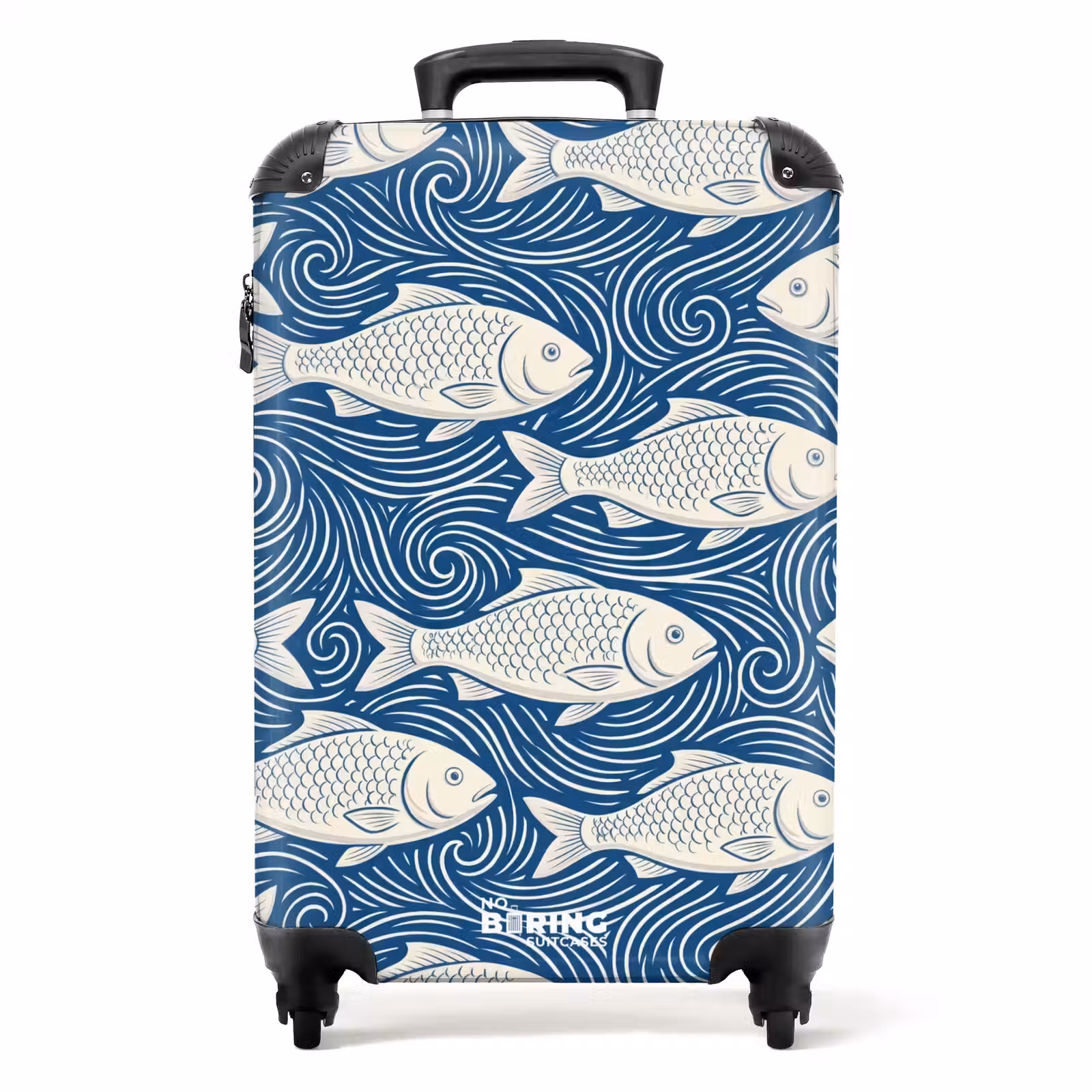 Koffer - Fisch – Wasser – Muster – Grafik – Blau - Vis - Water - Patroon - Grafisch - Blauw NBS - Handbagage koffer - Volwassenen Unisex middel