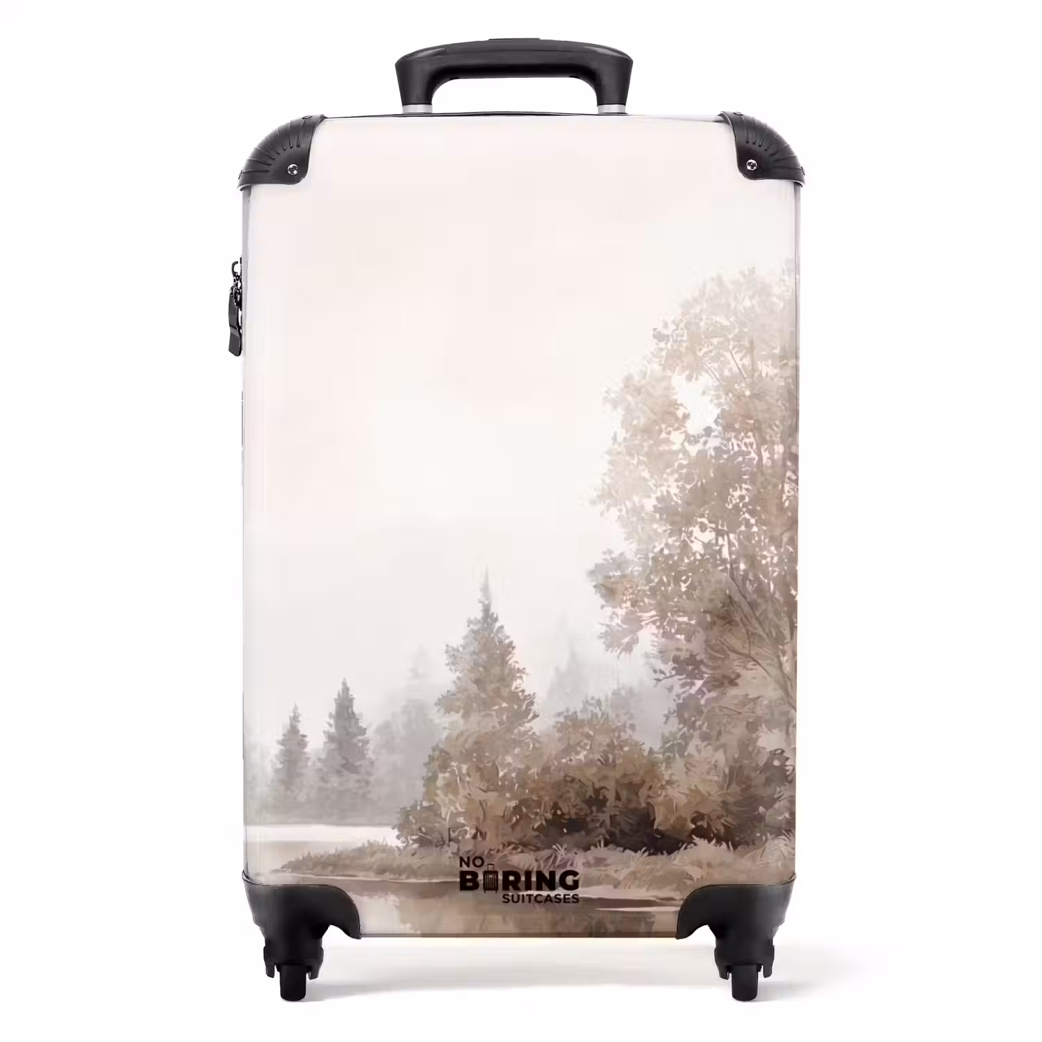 Rivierlandschap - Minimalistisch - Aardetinten NBS - Handbagage koffer - Volwassenen Unisex middel -productfoto_recht