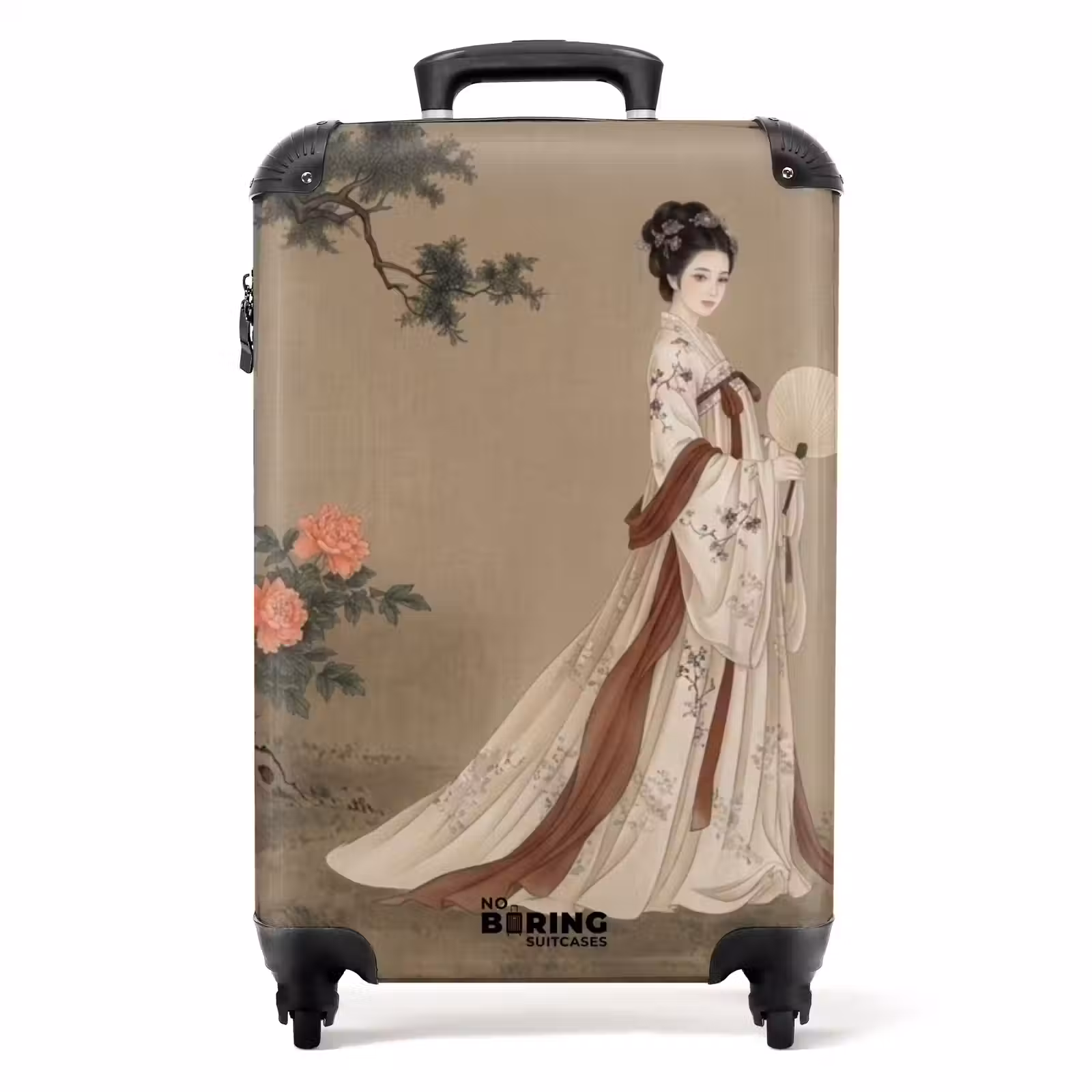 Koffer - Frau – Asien – Kunst – Beige - Vrouw - Azië - Kunst - Beige NBS - Handbagage koffer - Volwassenen Unisex middel