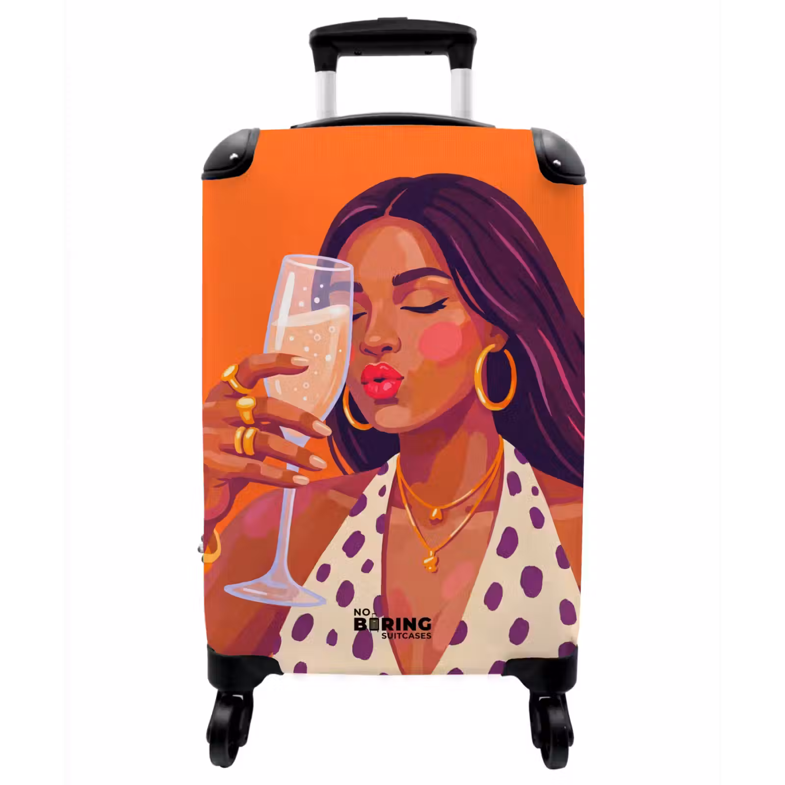 Koffer - Frau – Champagner – Party – Modern – Orange - Vrouw - Champagne - Feest - Modern - Oranje NBS - Handbagage koffer - Vrouwen middel