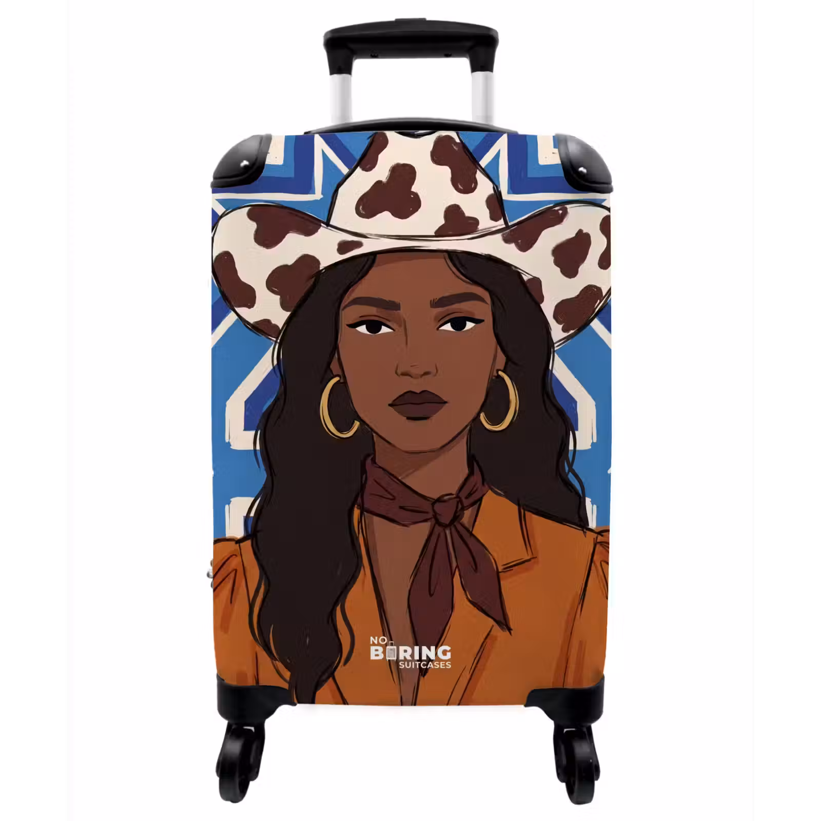 Koffer - Frau – Cowboyhut – Porträt – Modern – Blau - Vrouw - Cowboyhoed - Portret - Modern - Blauw NBS - Handbagage koffer - Vrouwen middel