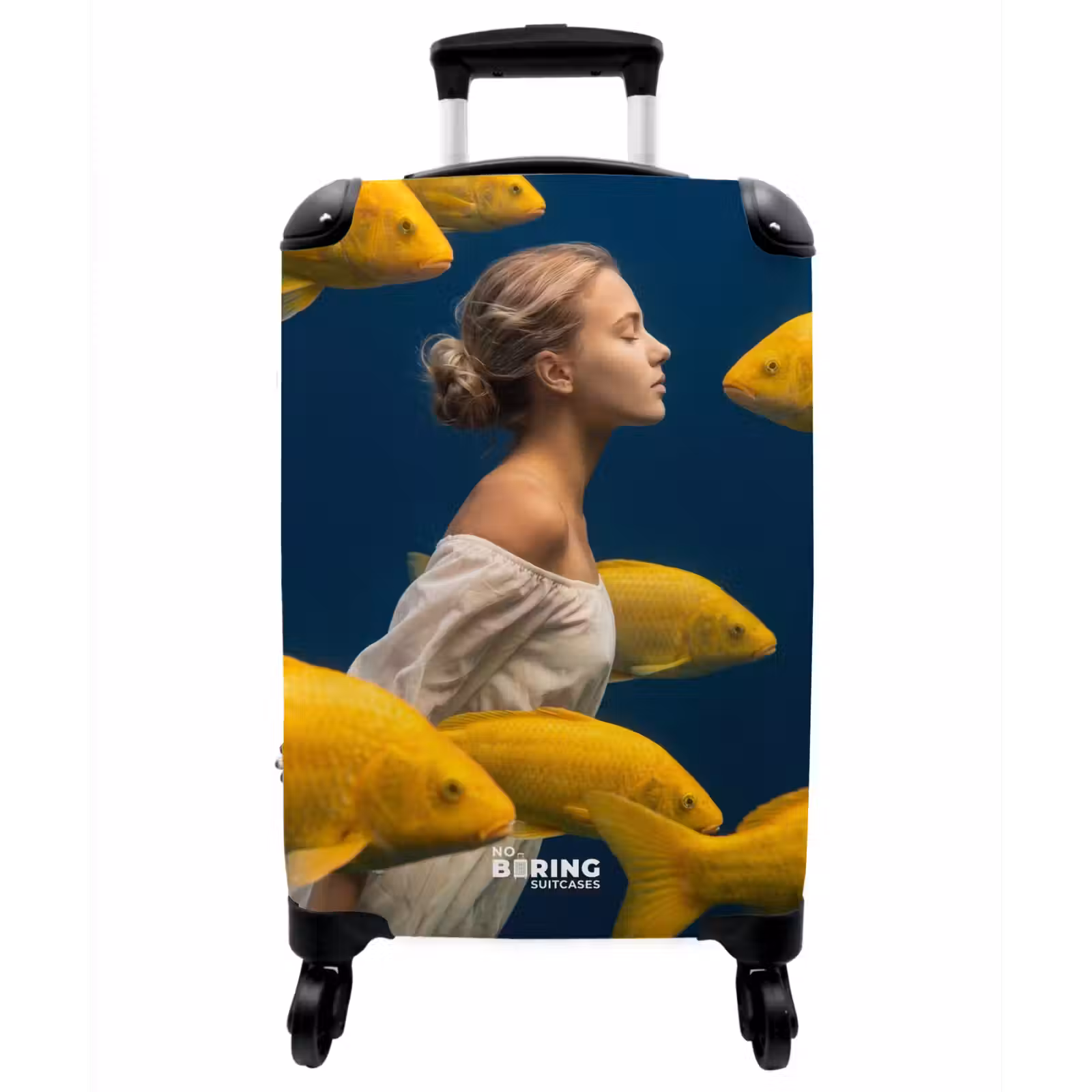 Koffer - Frau – Fisch – Wasser – Natur – Gelb - Vrouw - Vis - Water - Natuur - Geel NBS - Handbagage koffer - Vrouwen middel