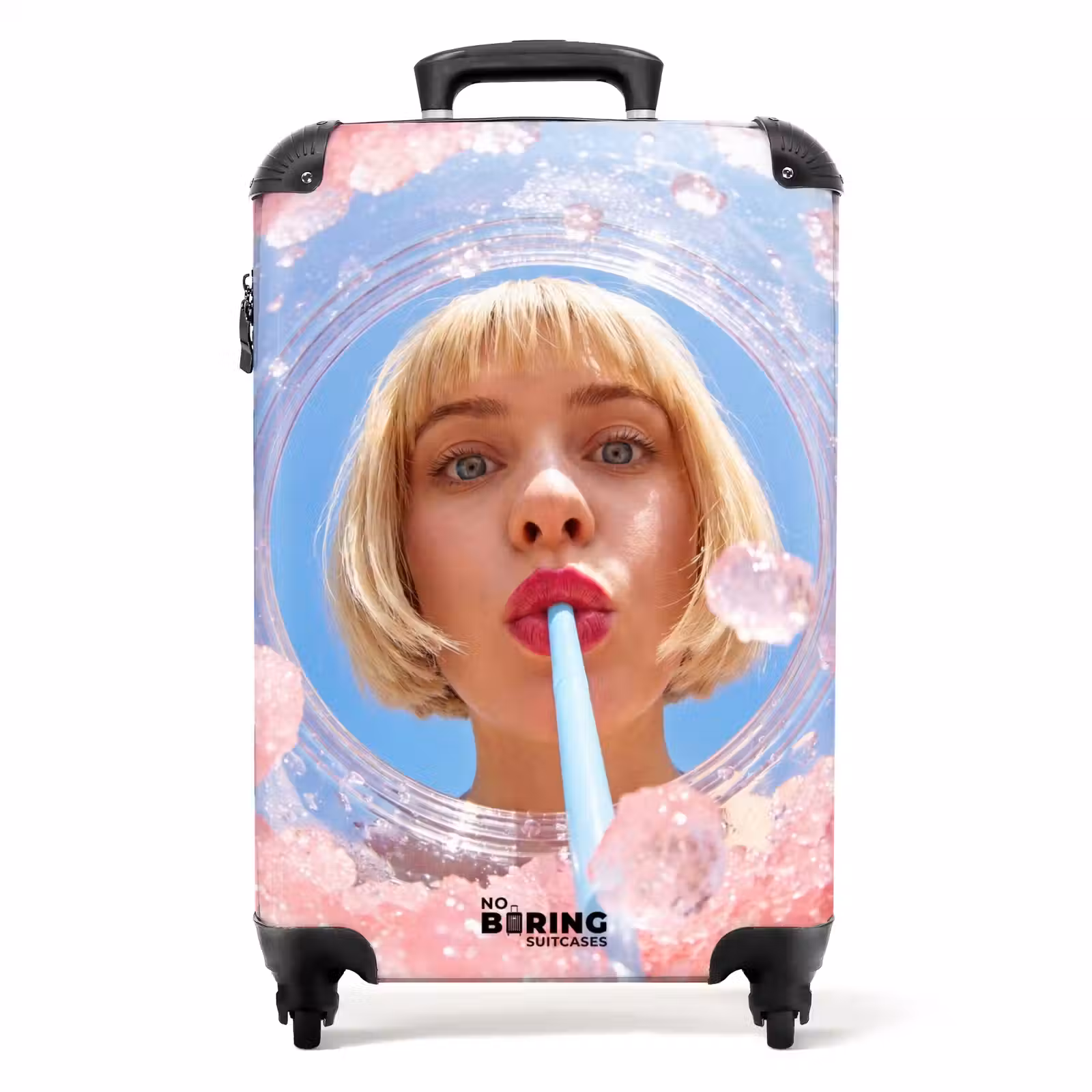 Koffer - Frau – Getränk – Sommer – Rosa – Blau - Vrouw - Drank - Zomer - Roze - Blauw NBS - Handbagage koffer - Volwassenen Unisex middel