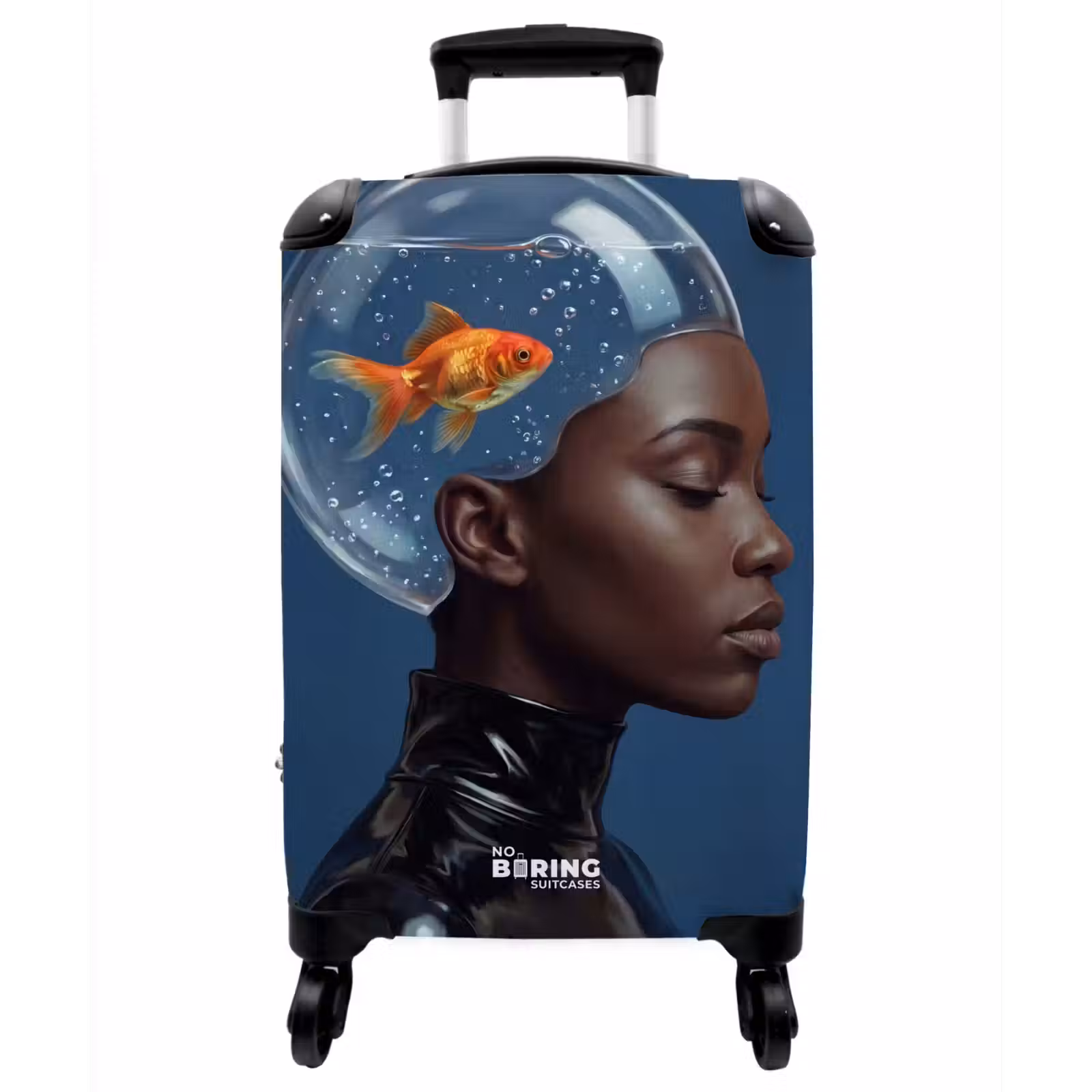 Koffer - Frau – Goldfisch – Kopf – Abstrakt – Blau - Vrouw - Goudvis - Hoofd - Abstract - Blauw NBS - Handbagage koffer - Vrouwen middel