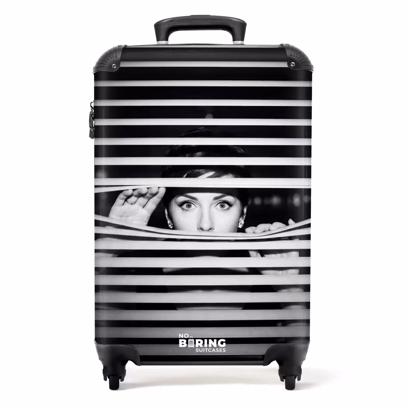Koffer - Frau – Jalousien – Porträt – Schwarz-Weiß - Vrouw - Jaloezieën - Portret - Zwart-wit NBS - Handbagage koffer - Volwassenen Unisex middel