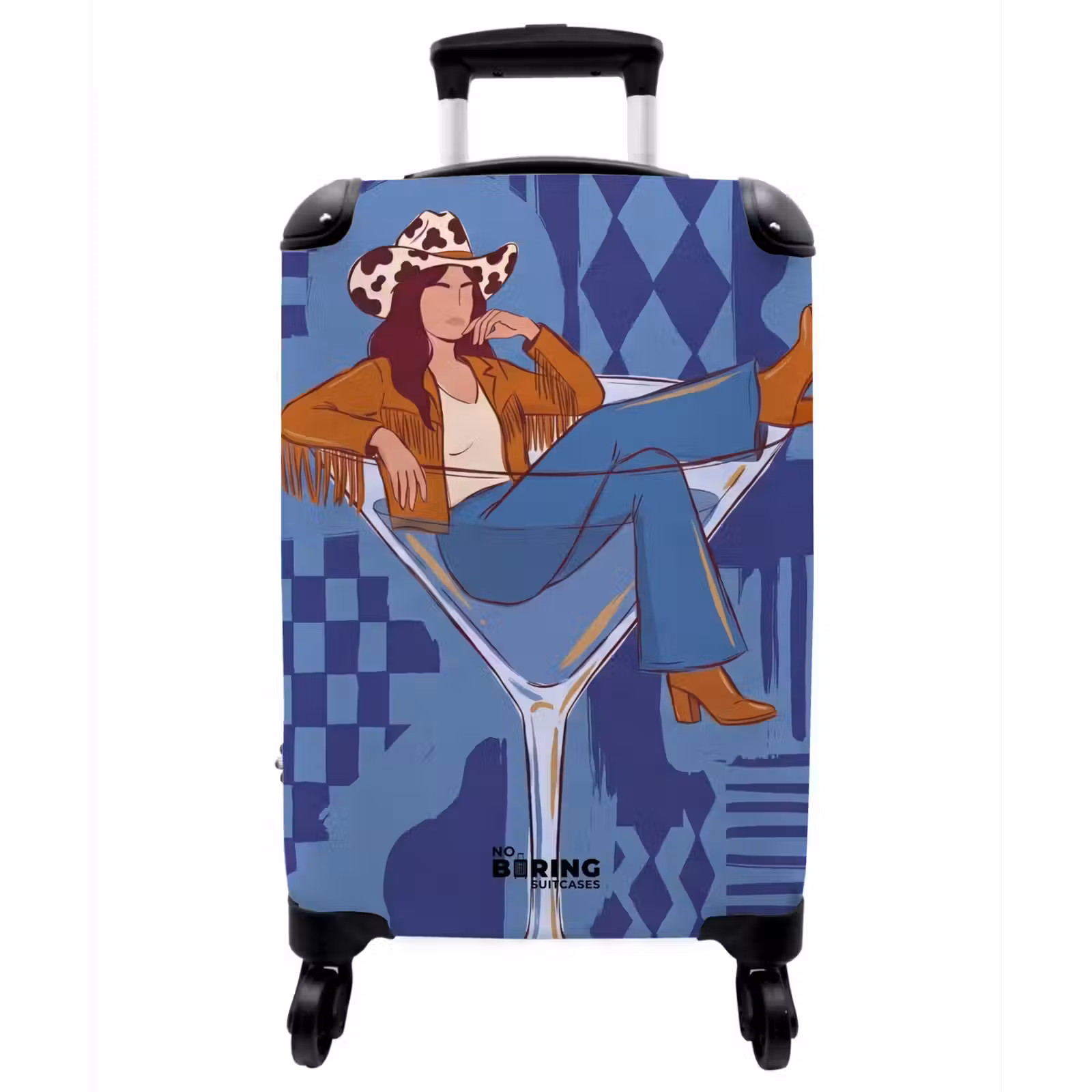 Koffer - Frau – Martini-Glas – Abstrakt – Blau – Kunst - Vrouw - Martini glas - Abstract - Blauw - Kunst NBS - Handbagage koffer - Vrouwen middel