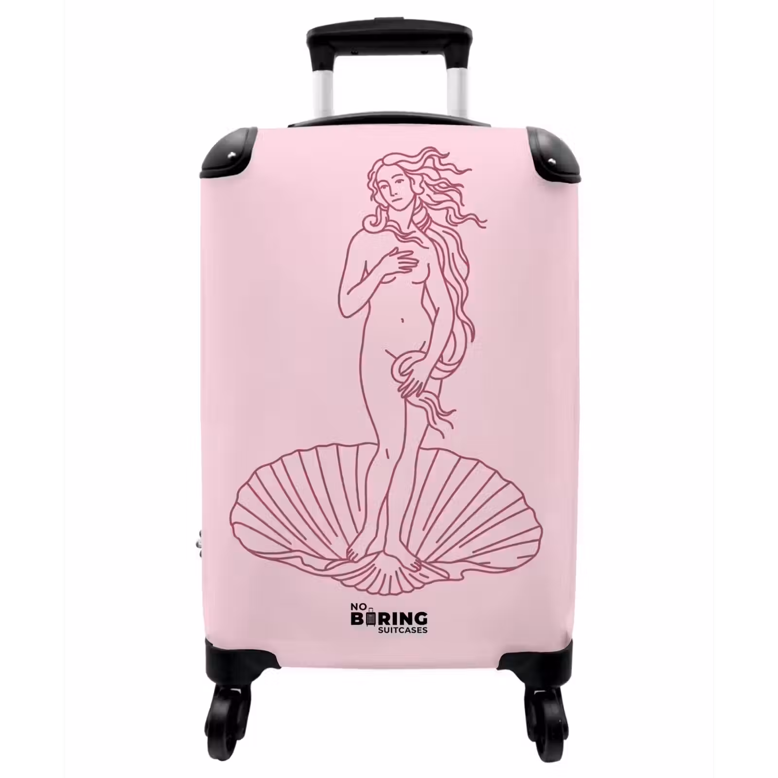 Koffer - Frau – Muschel – Kunst – Strichzeichnung – Rosa - Vrouw - Schelp - Kunst - Lijntekening - Roze NBS - Handbagage koffer - Vrouwen middel