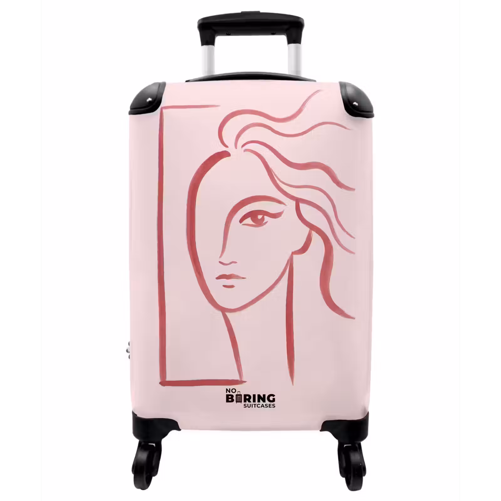Koffer - Frau – Porträt – Abstrakt – Strichzeichnung – Rot - Vrouw - Portret - Abstract - Lijnkunst - Rood NBS - Handbagage koffer - Vrouwen middel