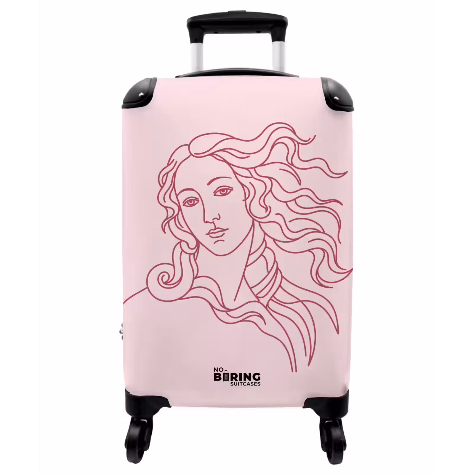 Koffer - Frau – Porträt – Klassisch – Strichzeichnung – Rosa - Vrouw - Portret - Klassiek - Line-art - Roze NBS - Handbagage koffer - Vrouwen middel
