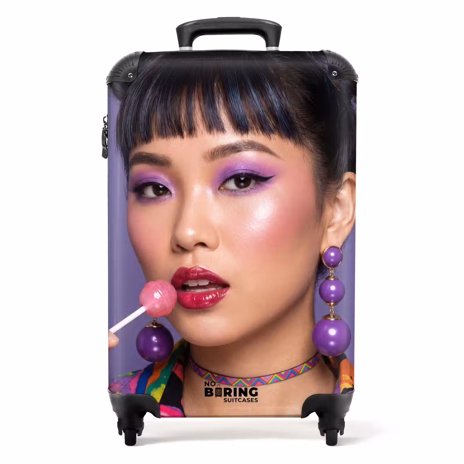 Koffer - Frau – Porträt – Make-up – Lila – Lebhaft - Vrouw - Portret - Make-up - Paars - Levendig NBS - Handbagage koffer - Volwassenen Unisex middel