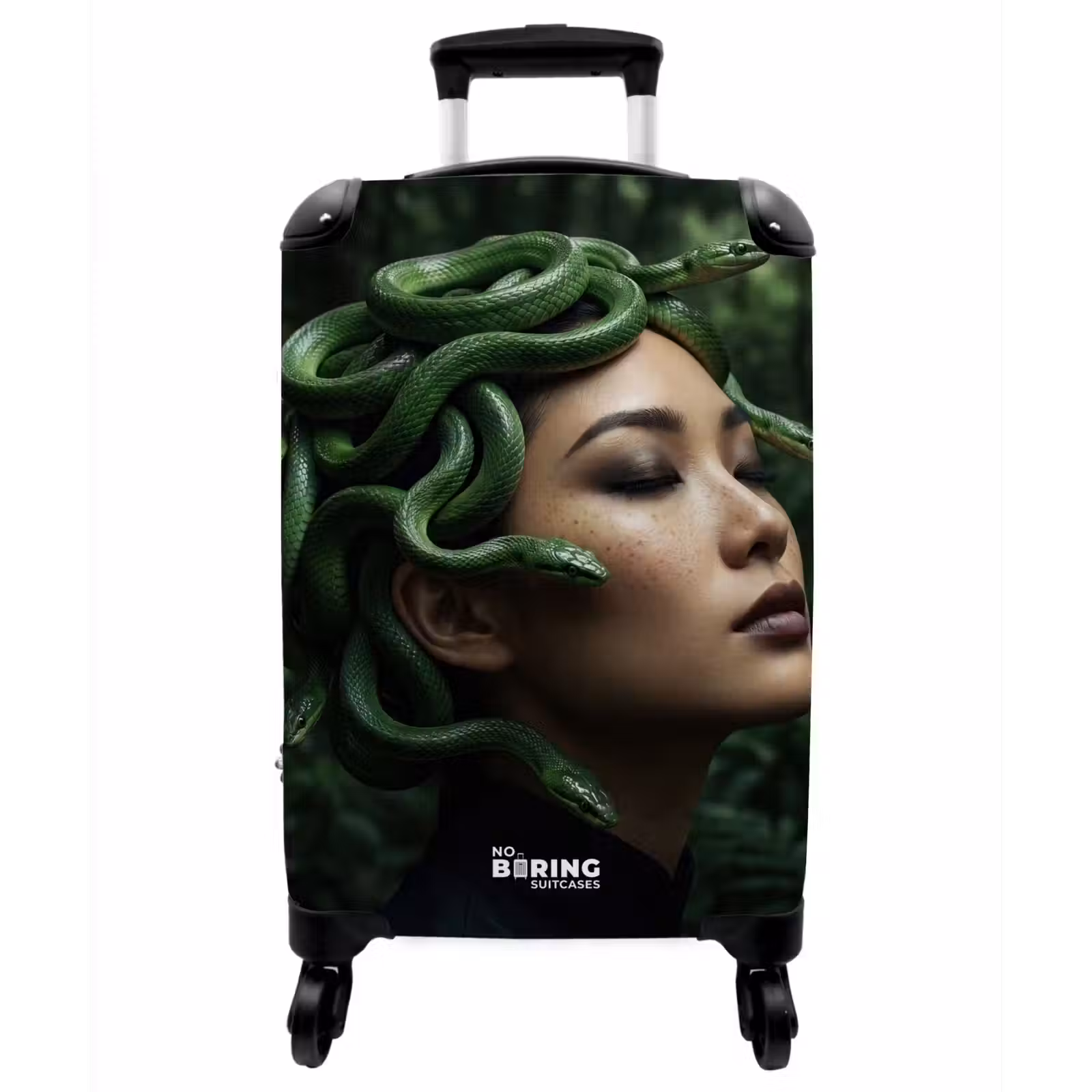 Koffer - Frau – Schlange – Natur – Mystik – Grün - Vrouw - Slang - Natuur - Mystiek - Groen NBS - Handbagage koffer - Vrouwen middel