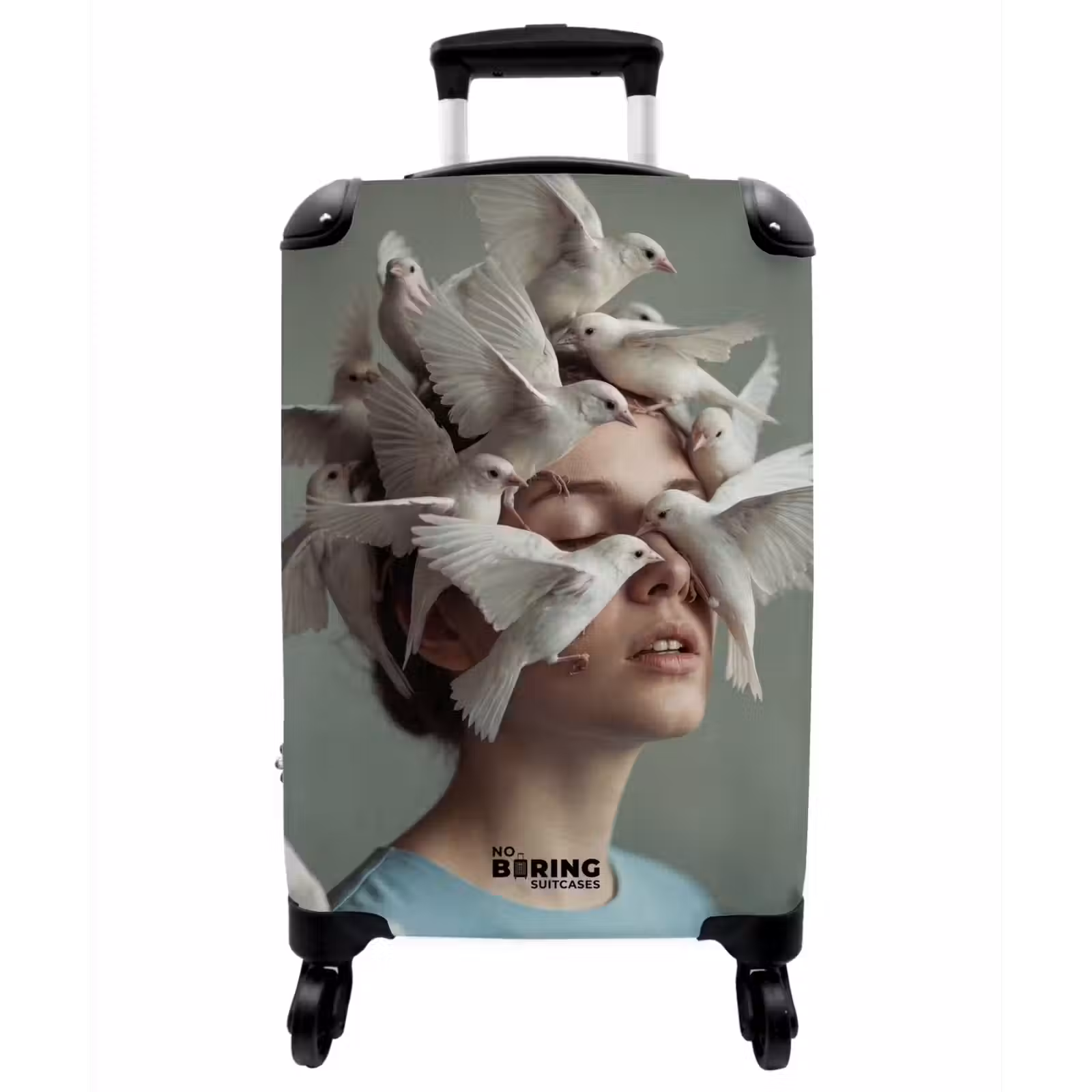 Koffer - Frau – Vögel – Abstrakt – Modern – Weiß - Vrouw - Vogels - Abstract - Modern - Wit NBS - Handbagage koffer - Vrouwen middel