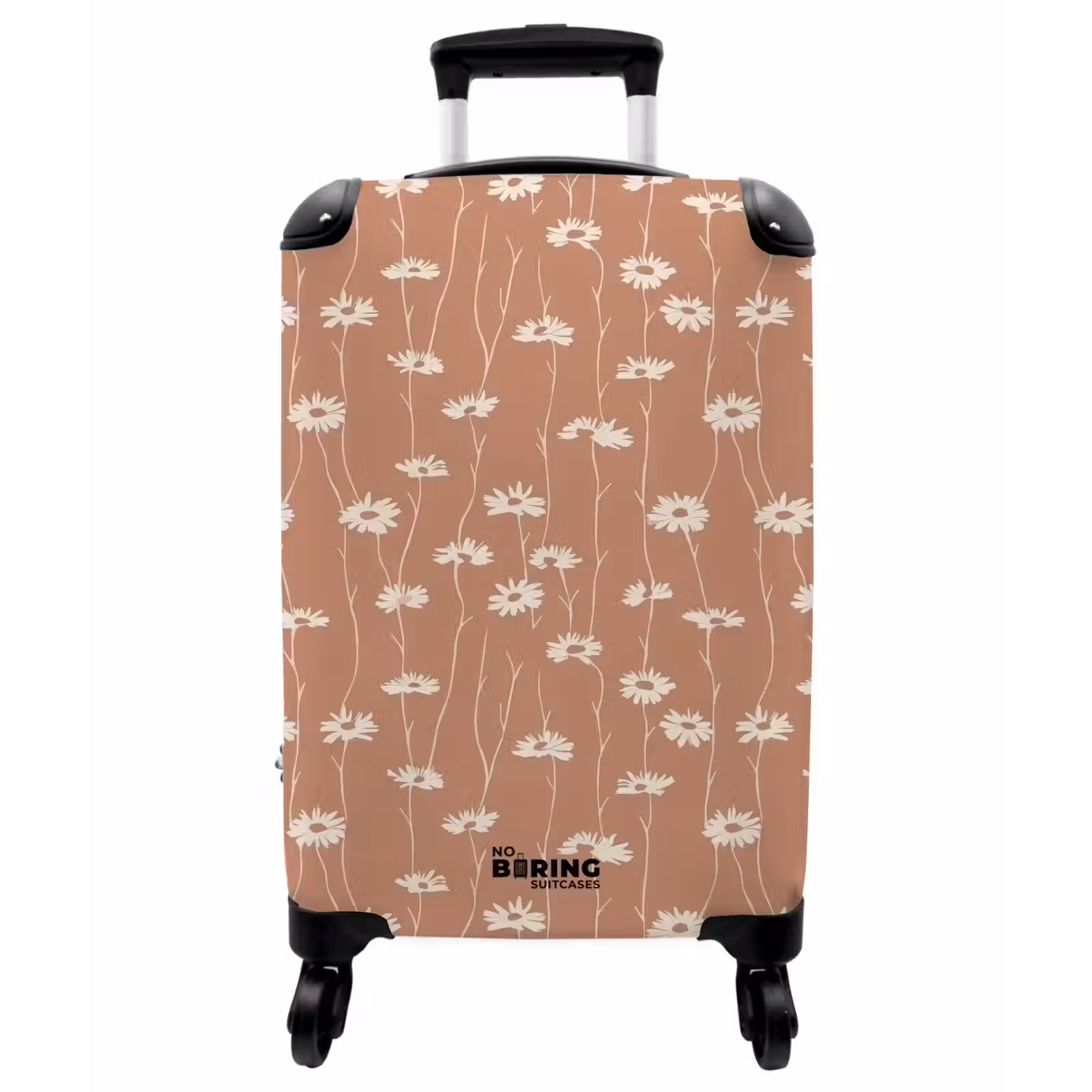Koffer - Gänseblümchen – Dezent – Terrakotta - Madeliefjes - Subtiel - Terracotta NBS - Handbagage koffer - Vrouwen middel