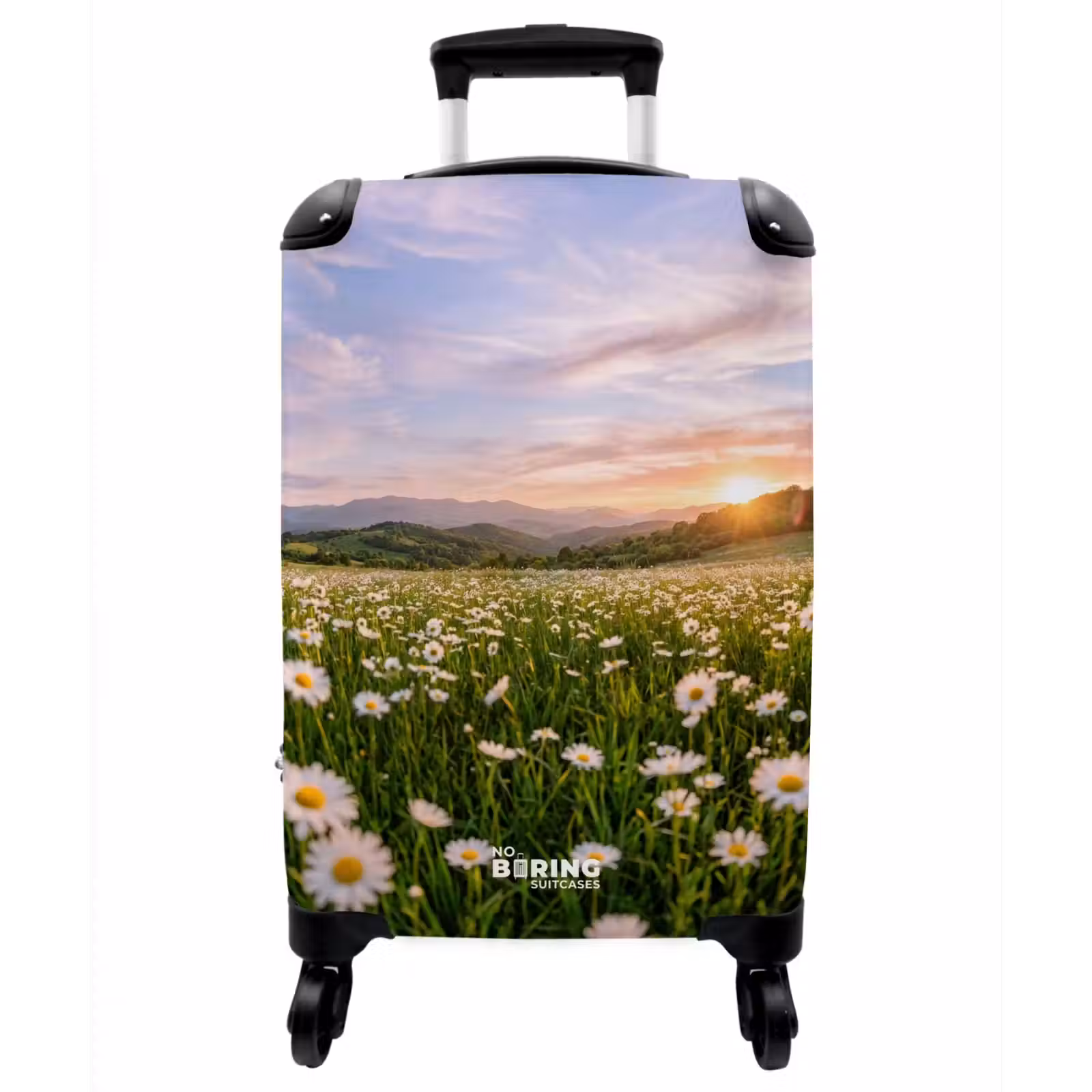 Koffer - Gänseblümchen – Feld – Hügel – Grün - Madelief - Veld - Heuvels - Groen NBS - Handbagage koffer - Vrouwen middel