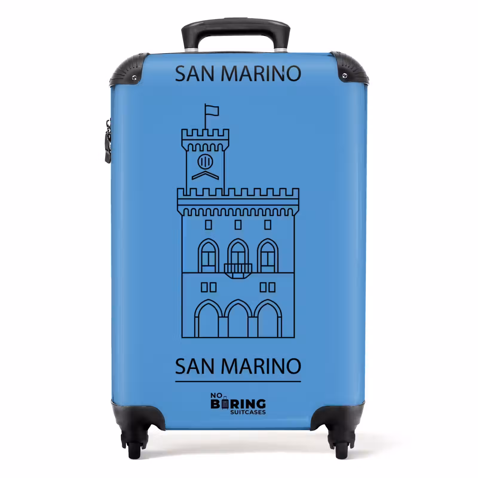 Koffer - Gebäude – San Marino – Architektur – Strichzeichnung – Blau — 1