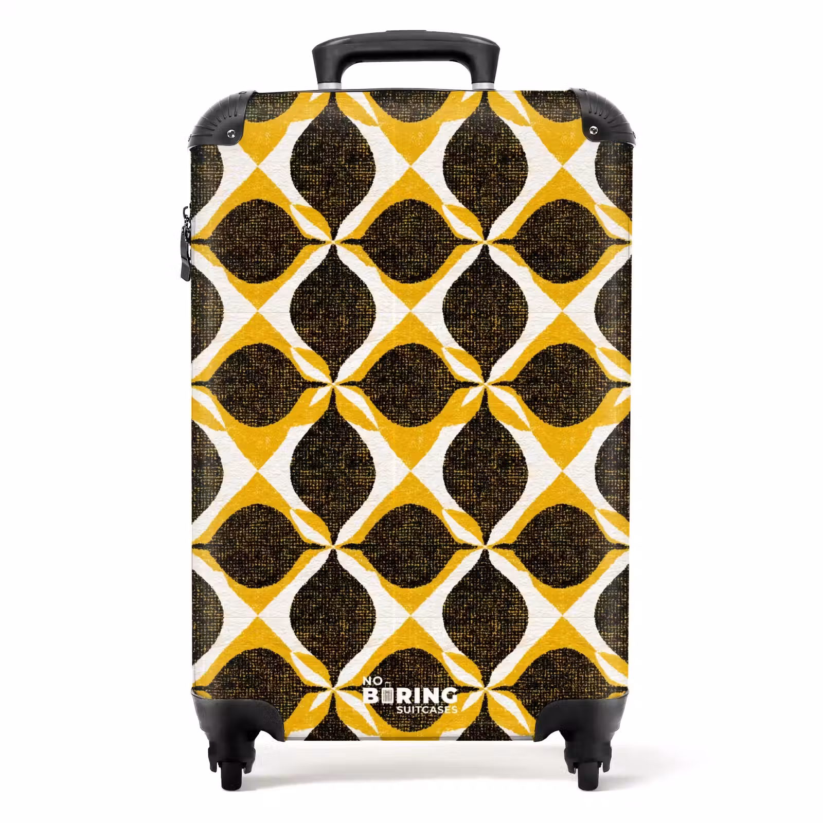Koffer - Gelb – Schwarz – Geometrisch – Retro – Struktur - Geel - Zwart - Geometrisch - Retro - Textuur NBS - Handbagage koffer - Volwassenen Unisex middel