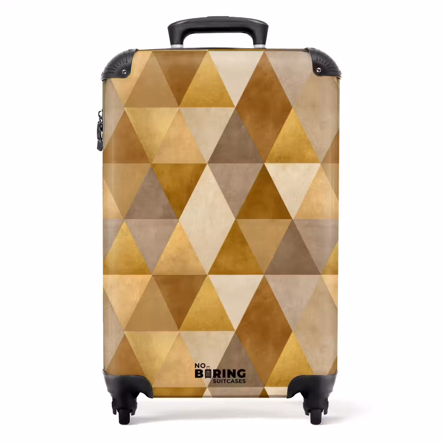 Geometrisch - Driehoek - Goud NBS - Handbagage koffer - Volwassenen Unisex middel -productfoto_recht