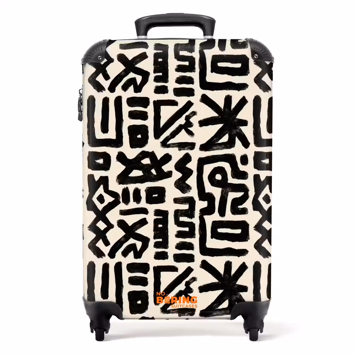 Geometrisch - Figuren - Zwart NBS - Handbagage koffer - Volwassenen Unisex middel -productfoto_recht