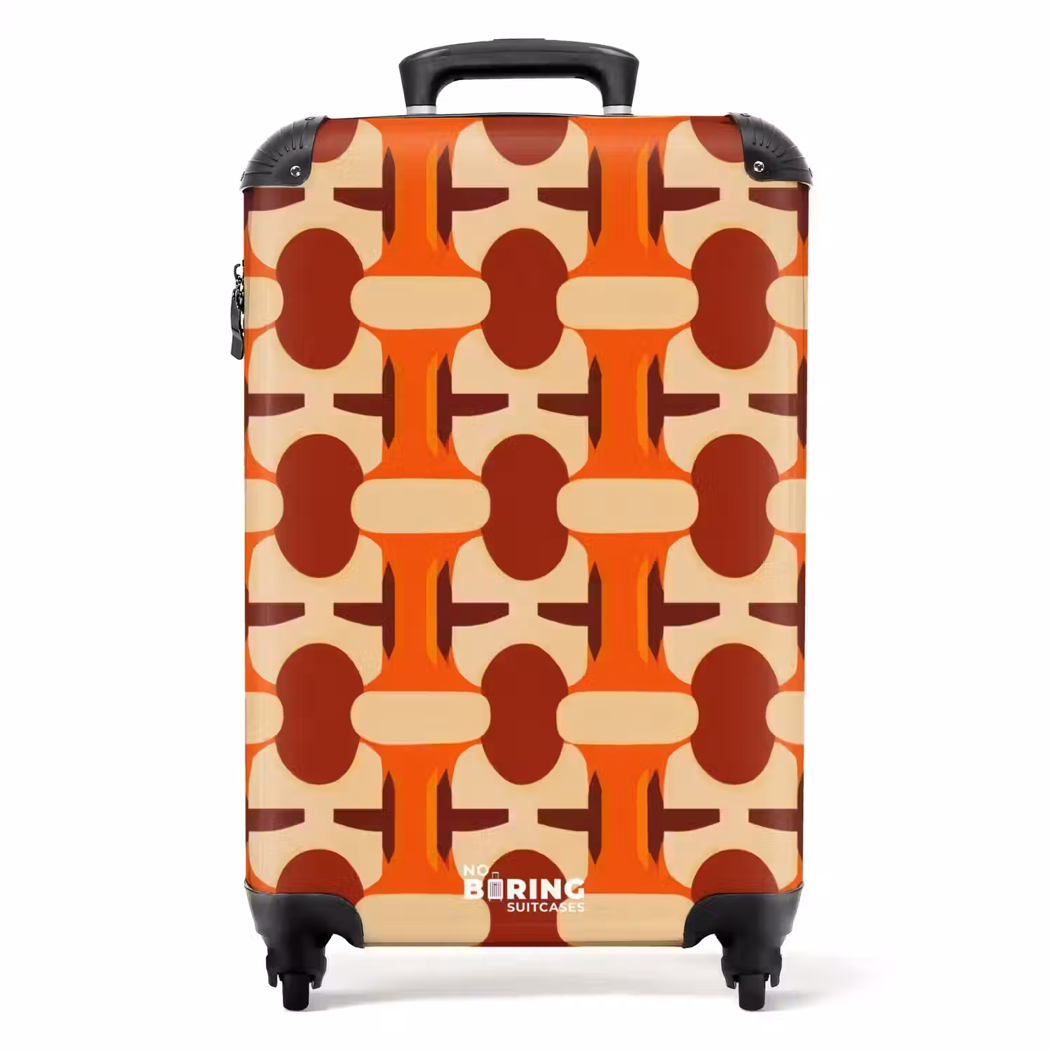 Geometrisch - Retro - Oranje NBS - Handbagage koffer - Volwassenen Unisex middel -productfoto_recht