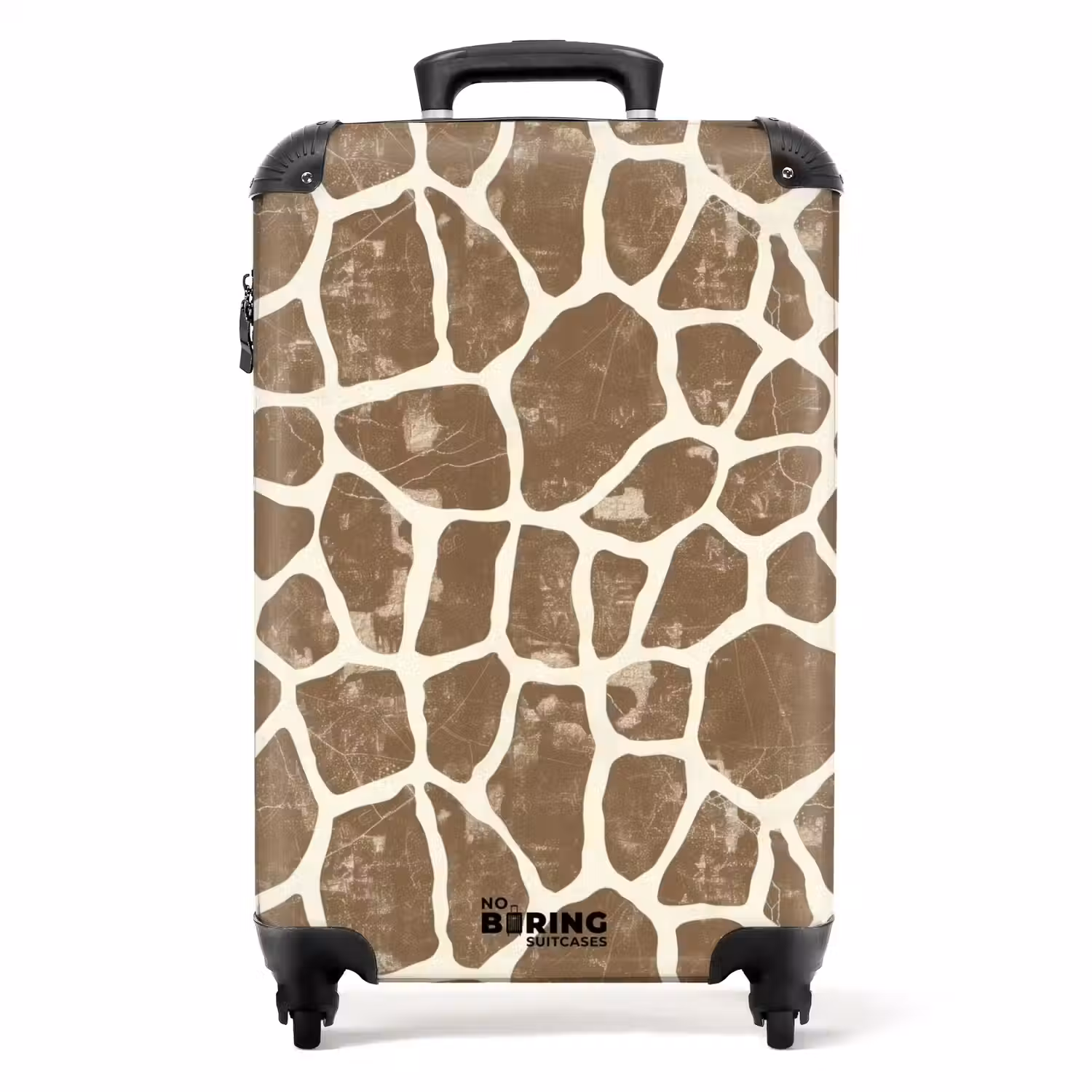 Giraf - Patroon - Beige - Bruin NBS - Handbagage koffer - Volwassenen Unisex middel -productfoto_recht
