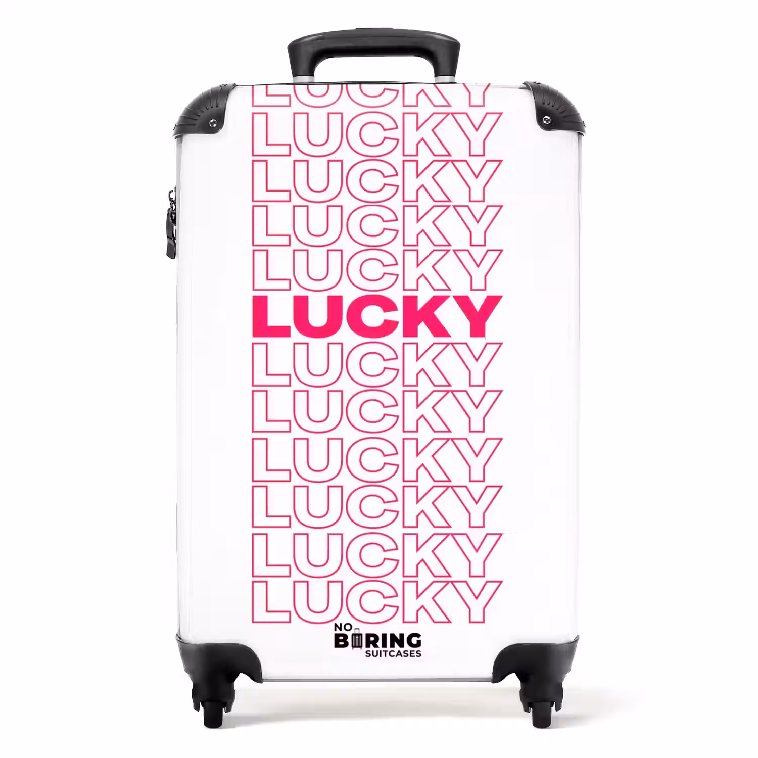 Lucky - Roze - Patroon NBS - Handbagage koffer - Volwassenen Unisex middel -productfoto_recht